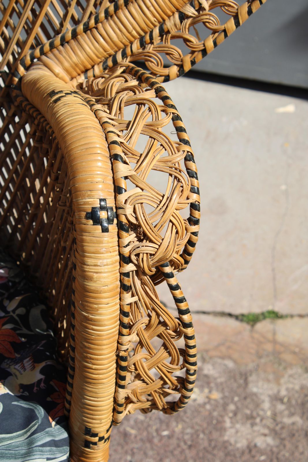 Large Straw And Bamboo Woven Chair Italy 1940s photo vinterior
