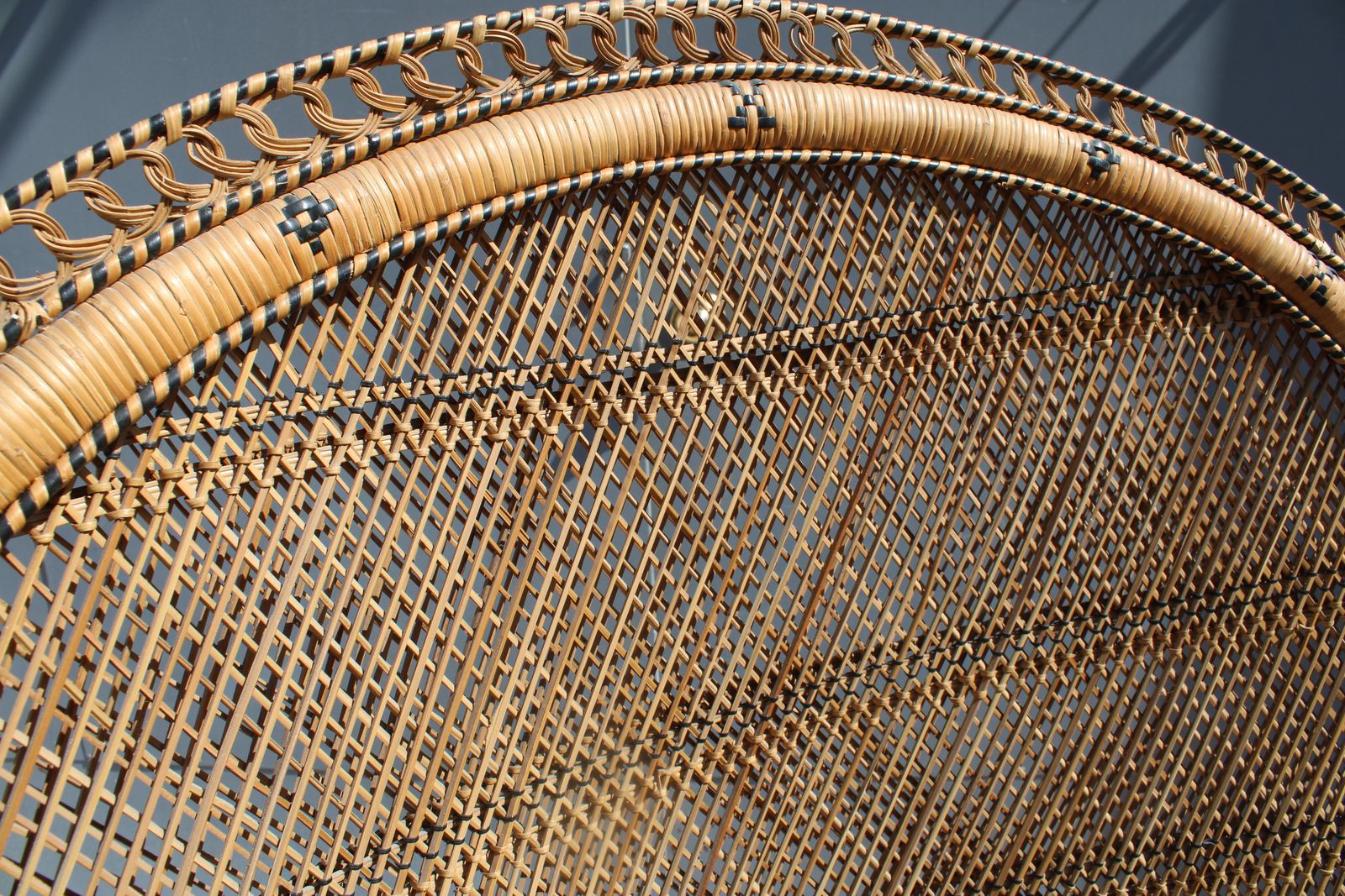 Large Straw And Bamboo Woven Chair Italy 1940s photo buy