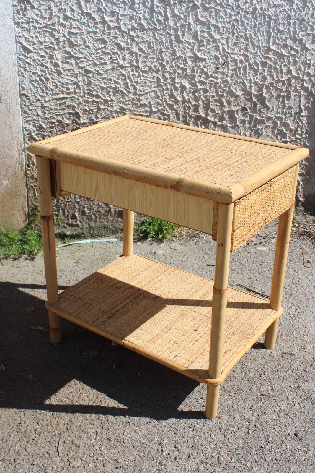 1950 Italia Bamboo Nightstand With Drawer And Shelf photo vinterior