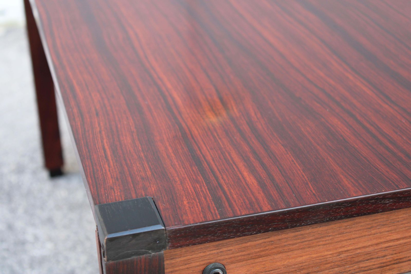 Low Square Brown Wooden Mim Table Ico Parisi Model Tivoli 1960 Label photo vinterior