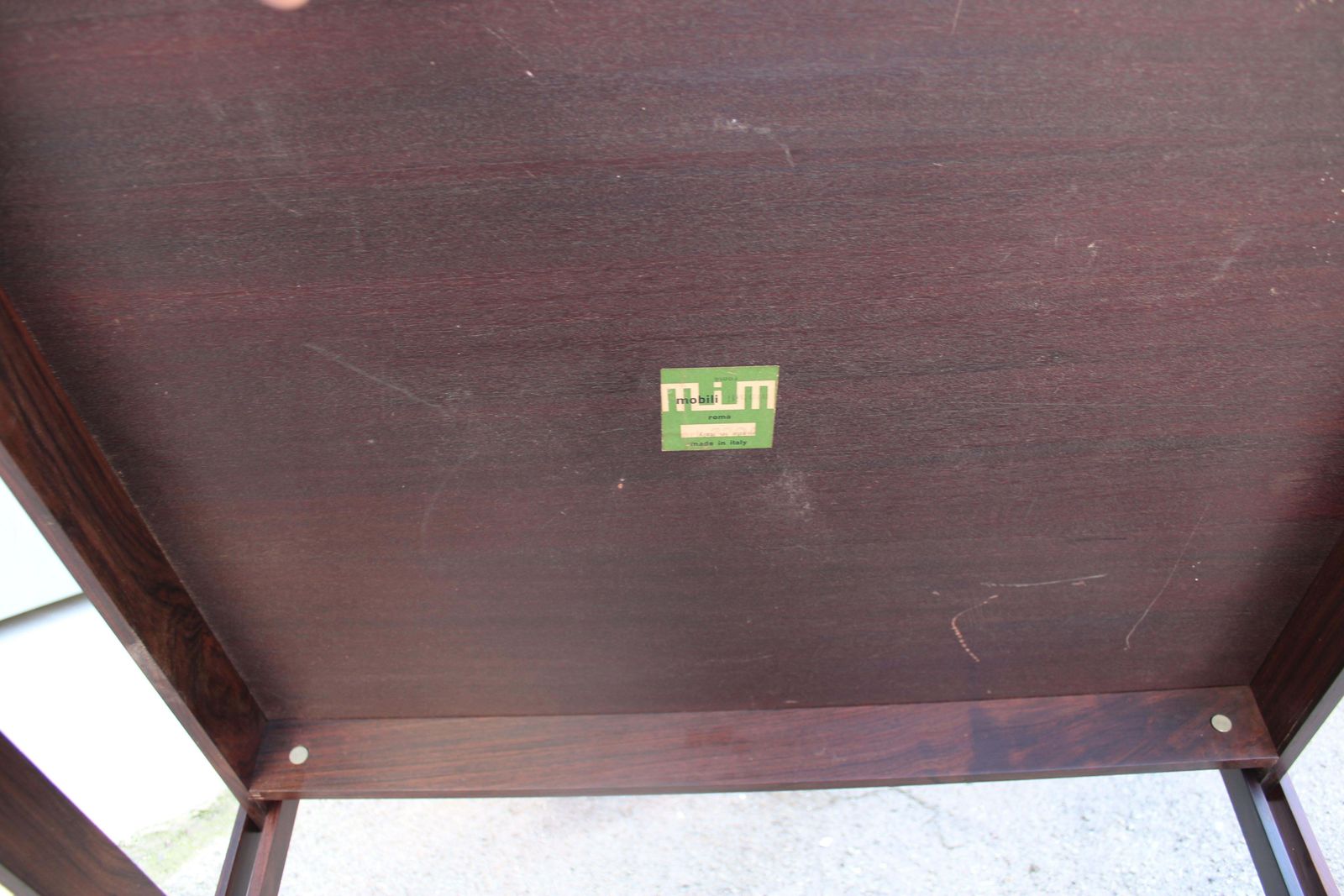 Furniture Low Square Brown Wooden Mim Table Ico Parisi Model Tivoli 1960 Label photo