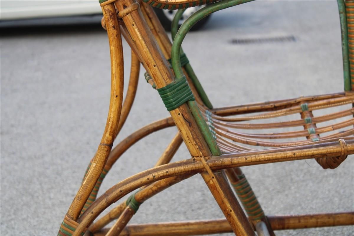 Furniture Poltrona In Bambù Italiana 1920 Verde E Marrone Art Nouveau photo
