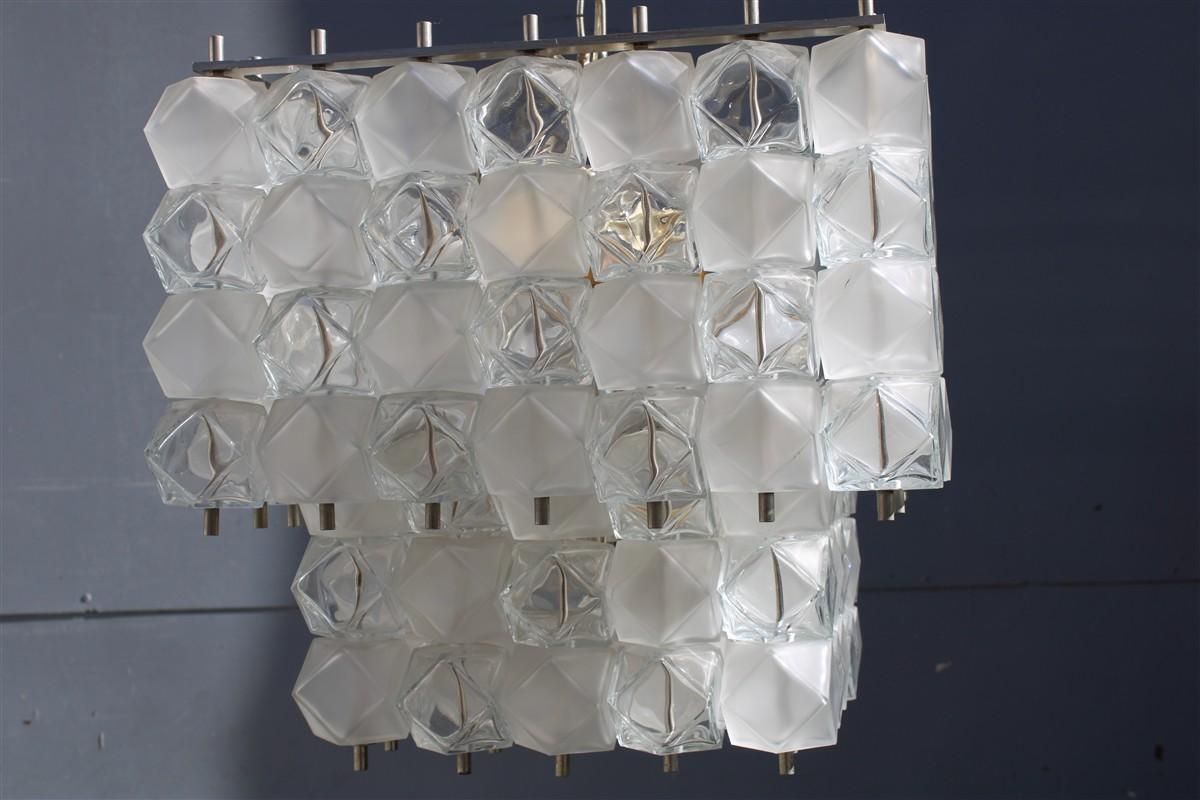 Lampadario Venini Cubi 1960s Vetro Di Murano Trasparente Minimalista photo for sale