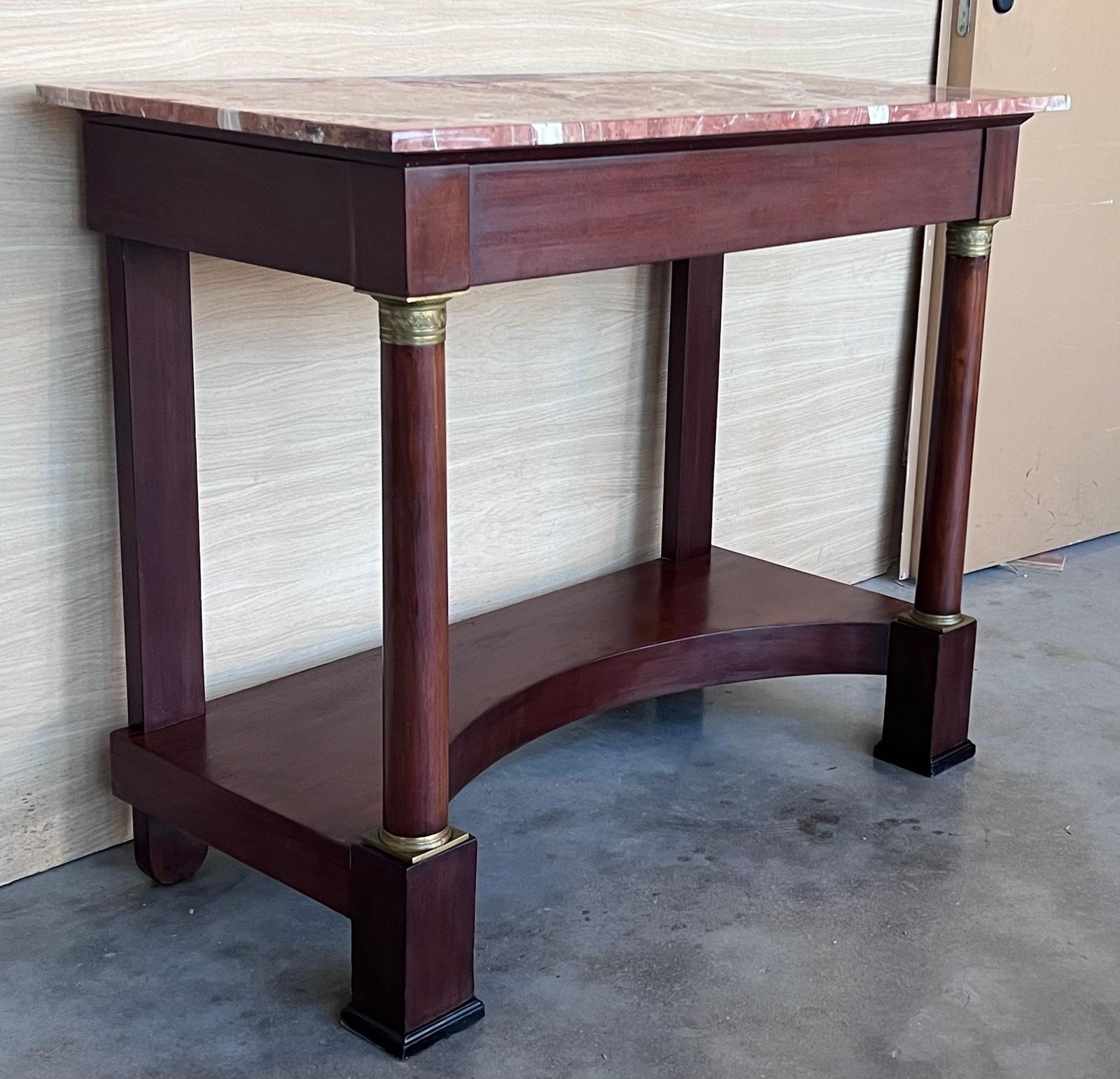 Console d'époque française Empire en bois fruitier avec tiroir, début du XXe siècle photo Mobilier
