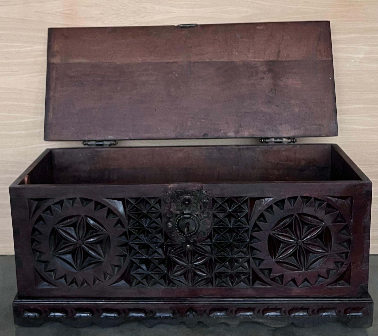 photo furniture 19th Century Italian Carved Cassone Trunk With Original Hardware, 1890s