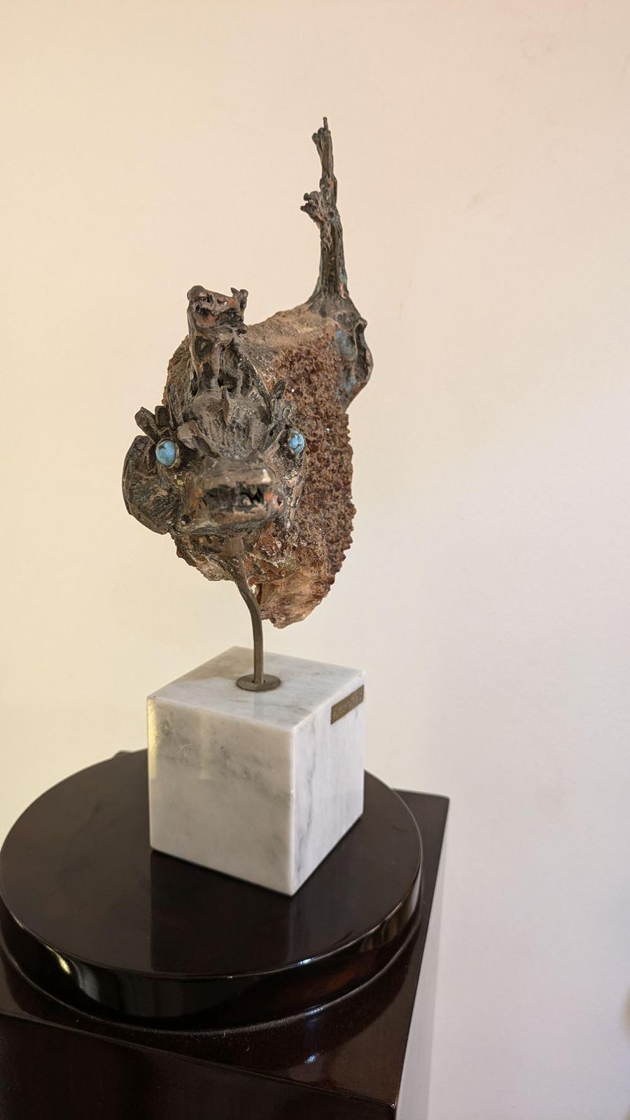 Art Aurelio Teno (1927/2013) Fish Shaped Sculpture, Natural Stone And Bronze photo