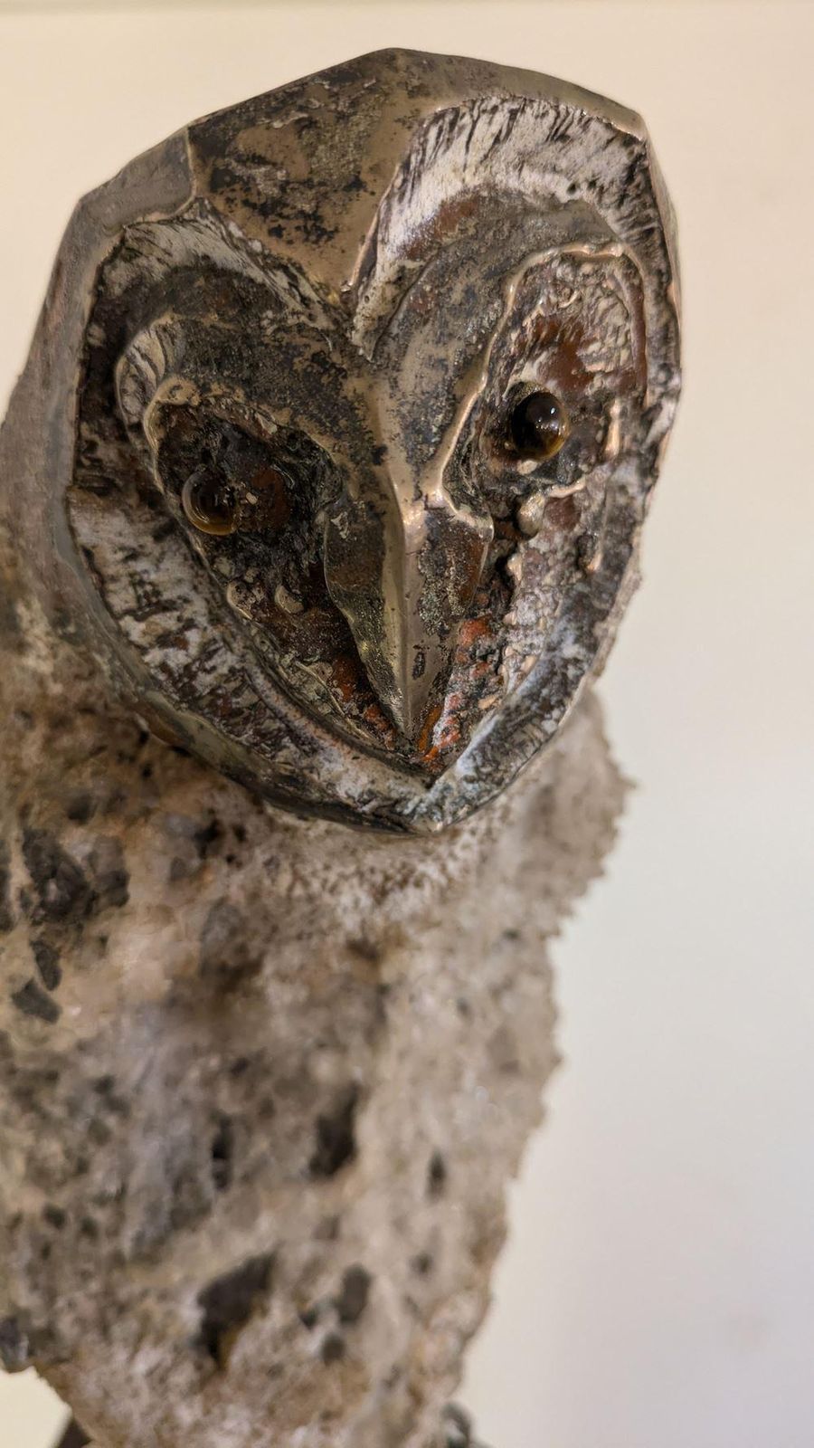 Aurelio Teno (1927/2013) Owl Shaped Sculpture, Natural Stone And Bronze photo buy