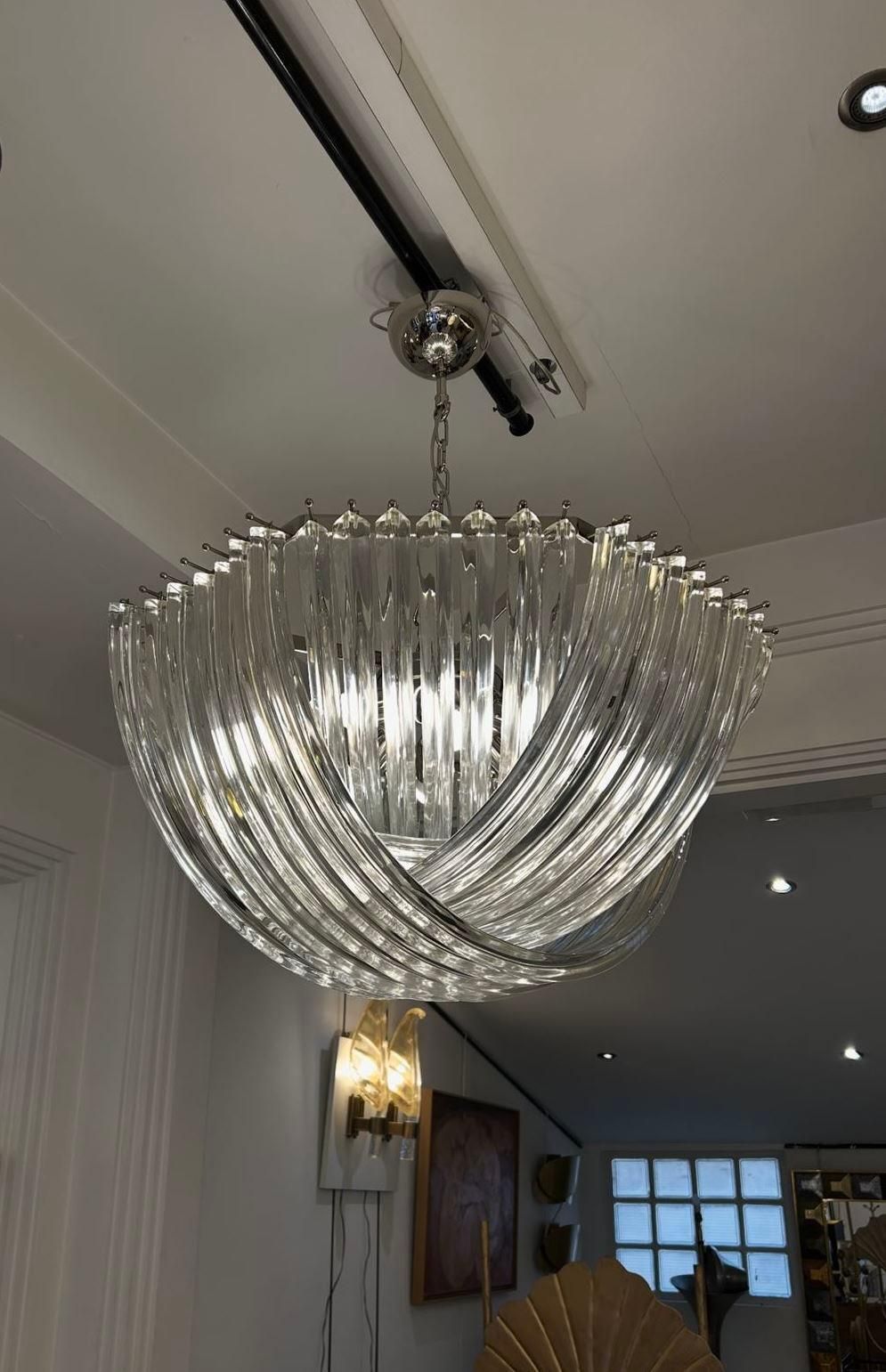 Murano Curved Crystal Chandelier By Carlo Nason photo vintage