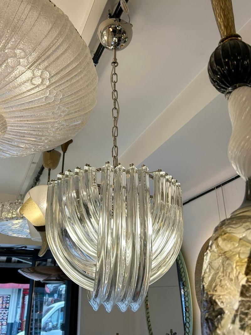 Murano Curved Crystal Chandelier Attributed To Carlo Nason photo Lighting