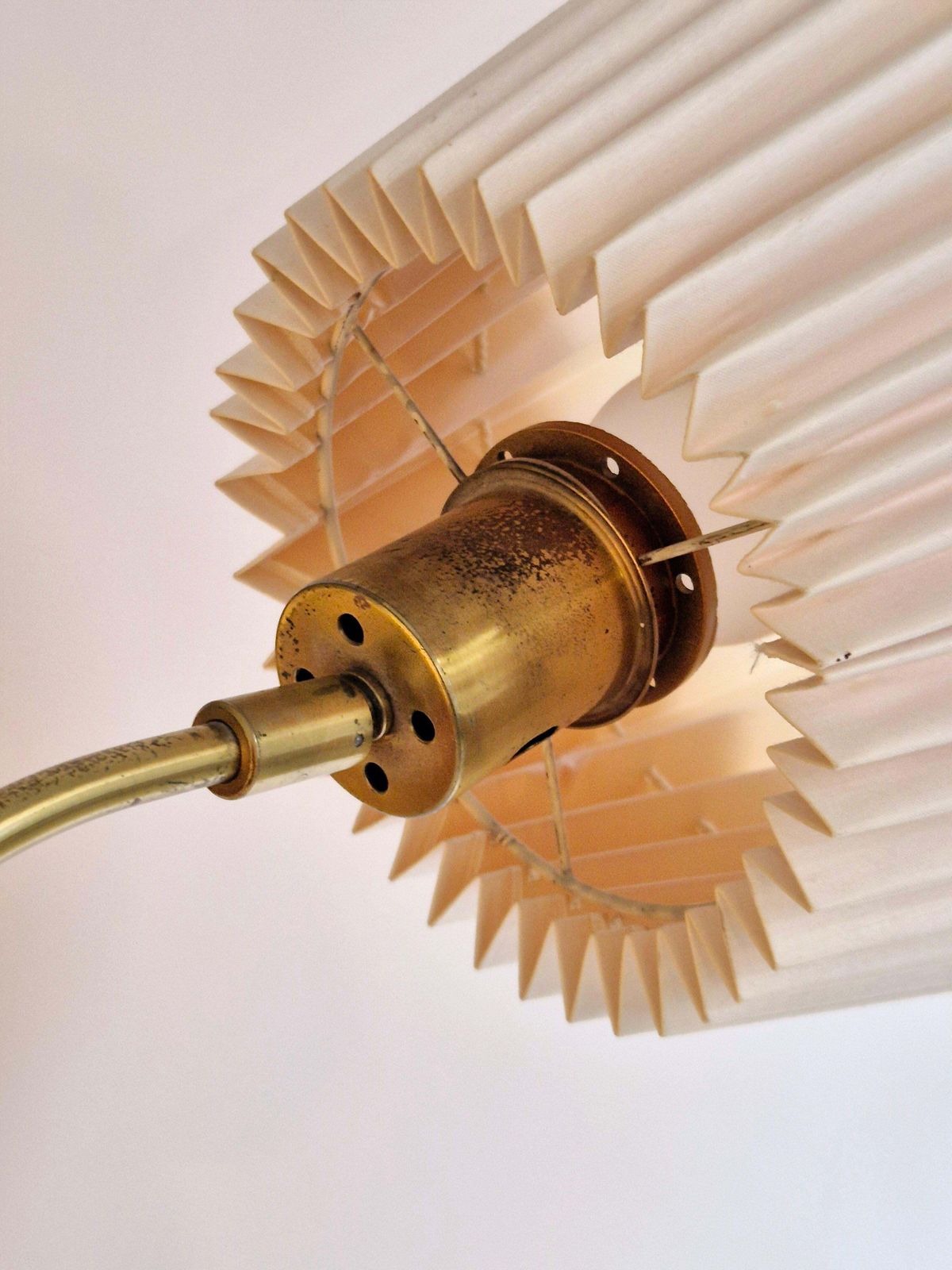 Floor Lamp In Brass With Dark Brown Leather Trim, Swedish / Scandinavian Modern photo vinterior