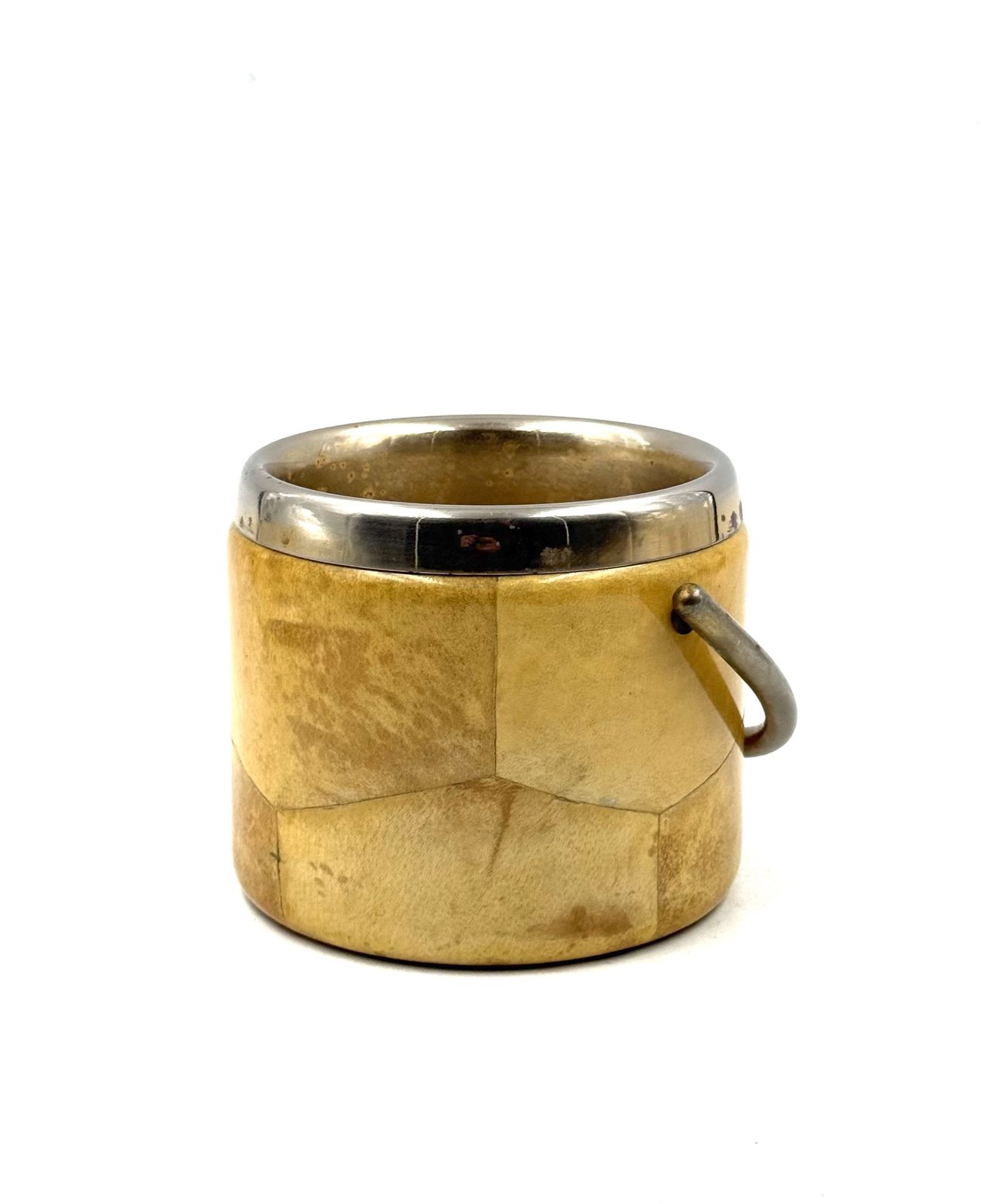Mid Century Cream Parchment Ice Bucket, Aldo Tura Italy 1950s photo buy