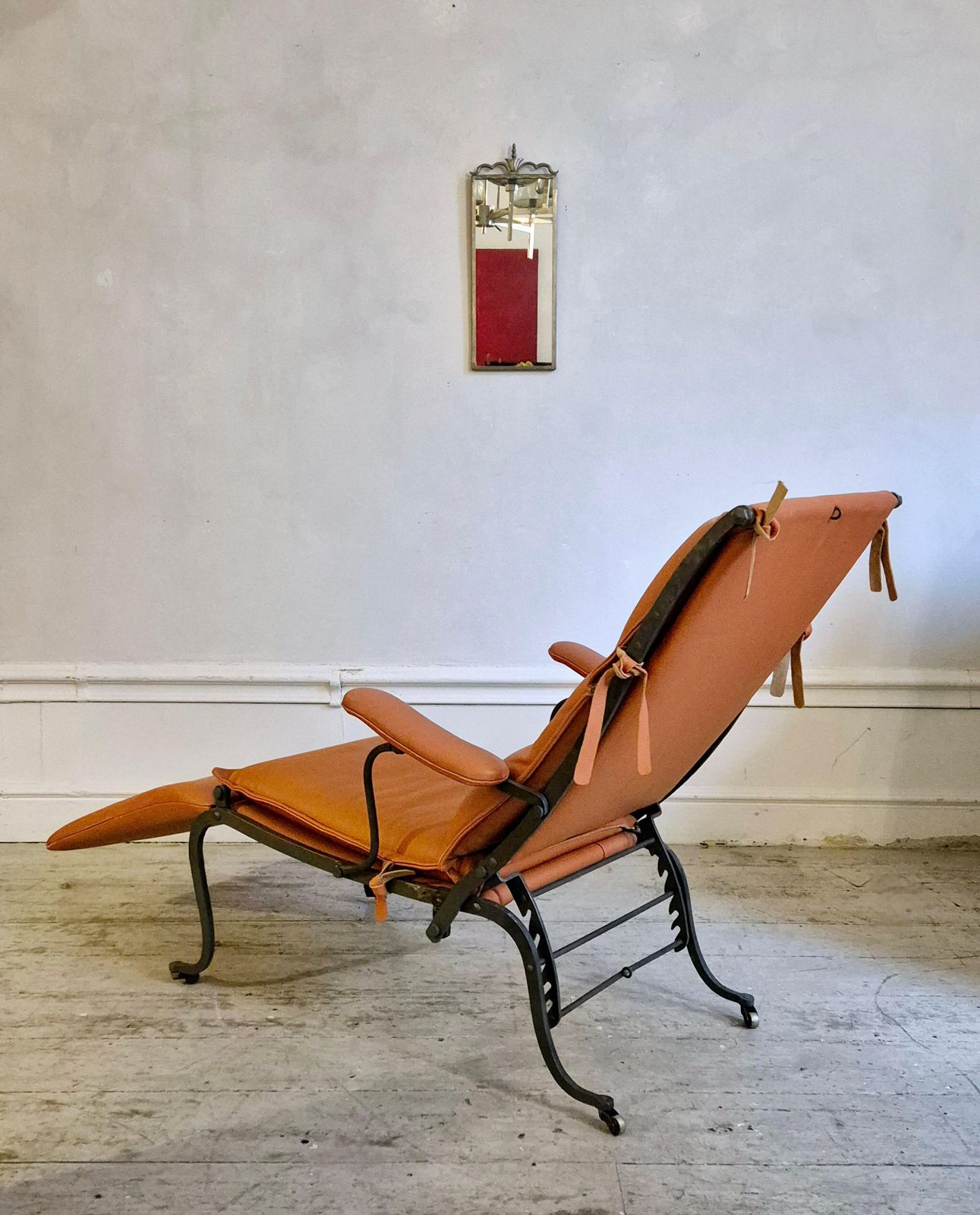 Royal Recliner, Iron And Leather, Provenance Swedish King Oskar Ll, Late 1800s photo furniture