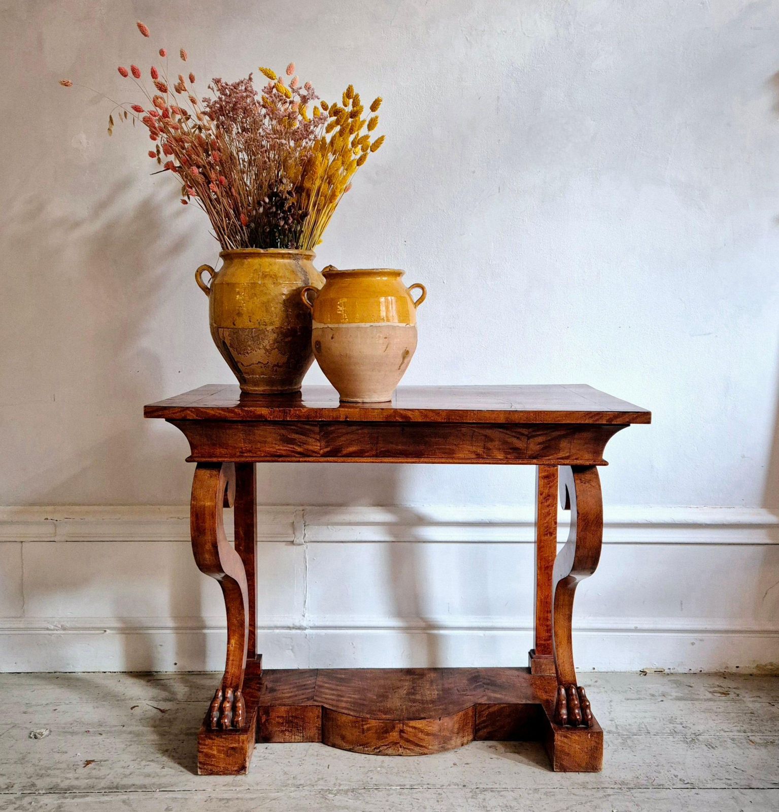 Exceptional Console In Alder Veneer, Empire / Karl Johan, Sweden Early 1800s photo for sale