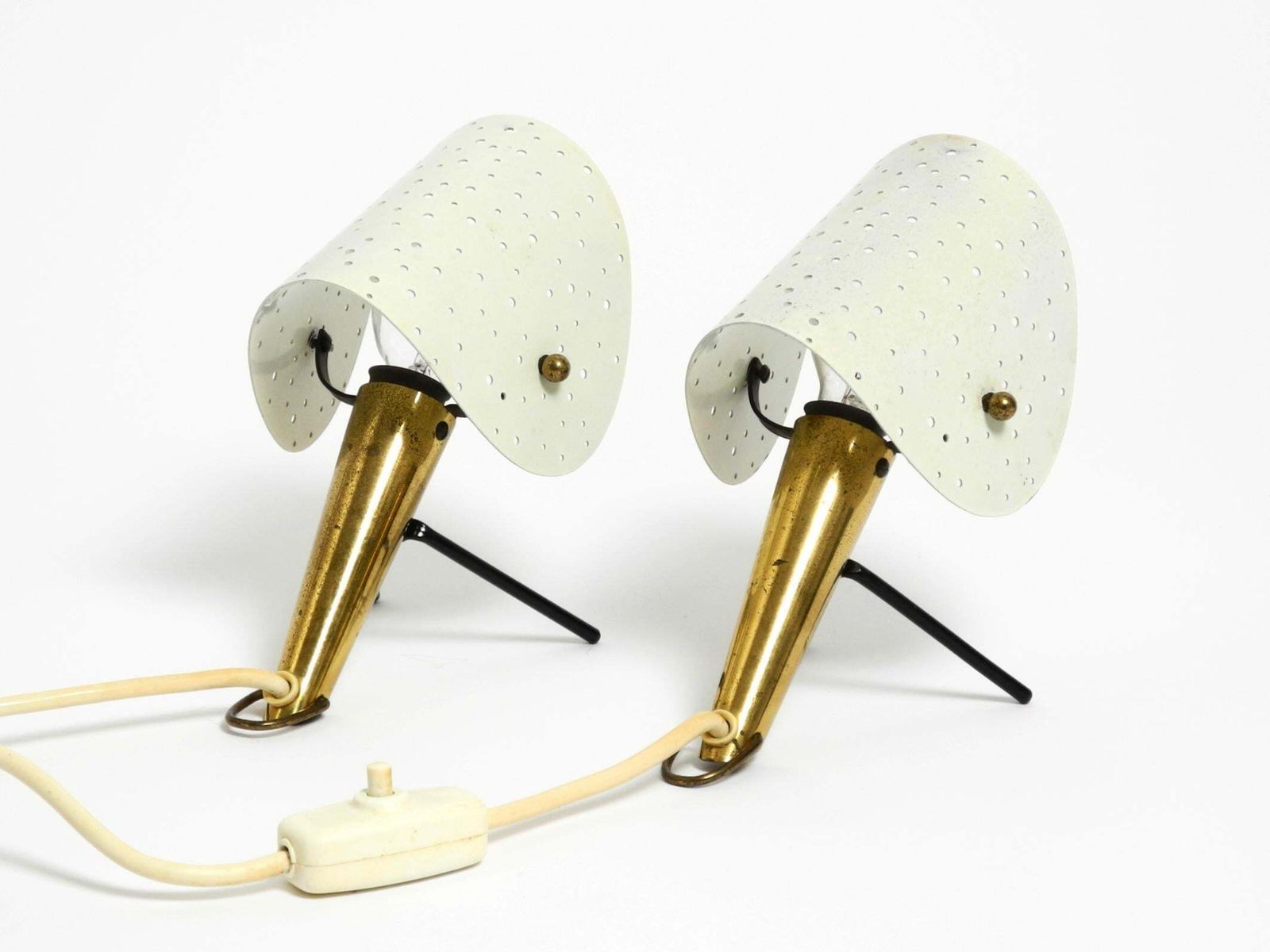 Pair Of Mid Century Metal Brass Table And Wall Lamps By Ernst Igl For Hillebrand photo vinterior