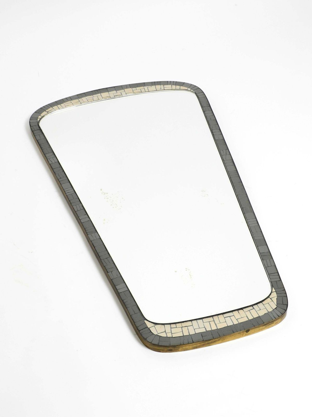Mid Century Mosaic Wall Mirror With Heavy Brass Frame By Münchner Zierspiegel photo 1082.0