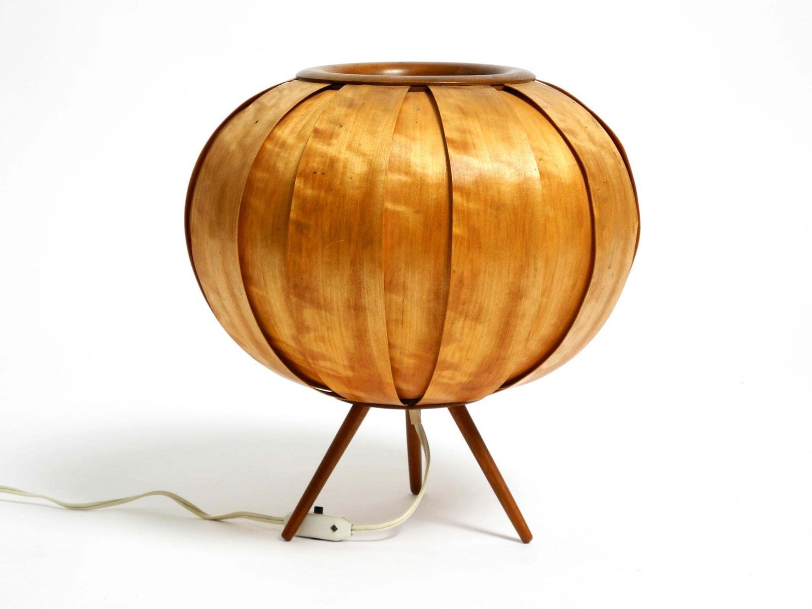 Large 1960s Czech Wood Veneer Tripod Lamp By Stanislav Kučera For úluv photo furniture
