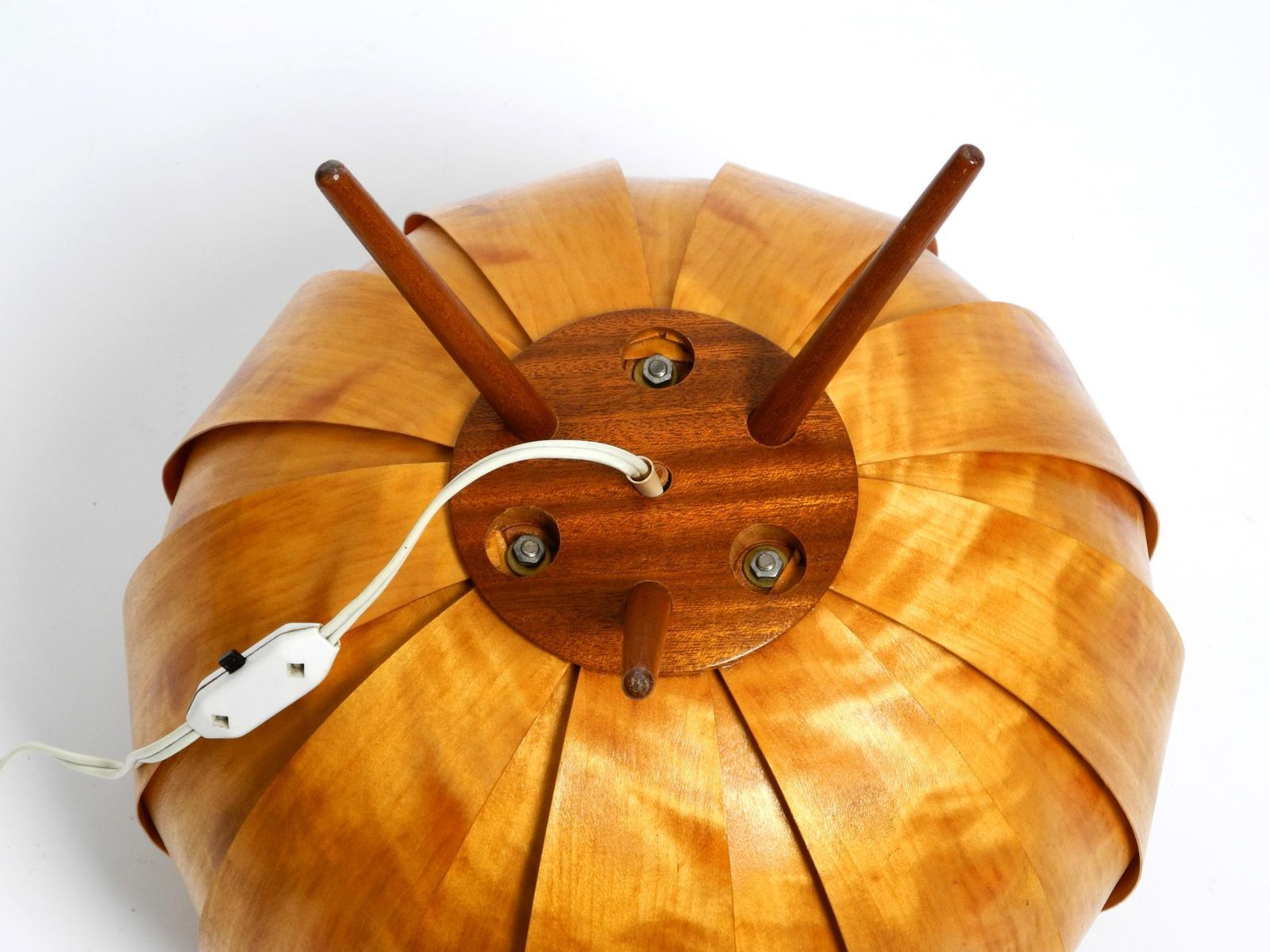 photo vinterior Large 1960s Czech Wood Veneer Tripod Lamp By Stanislav Kučera For úluv