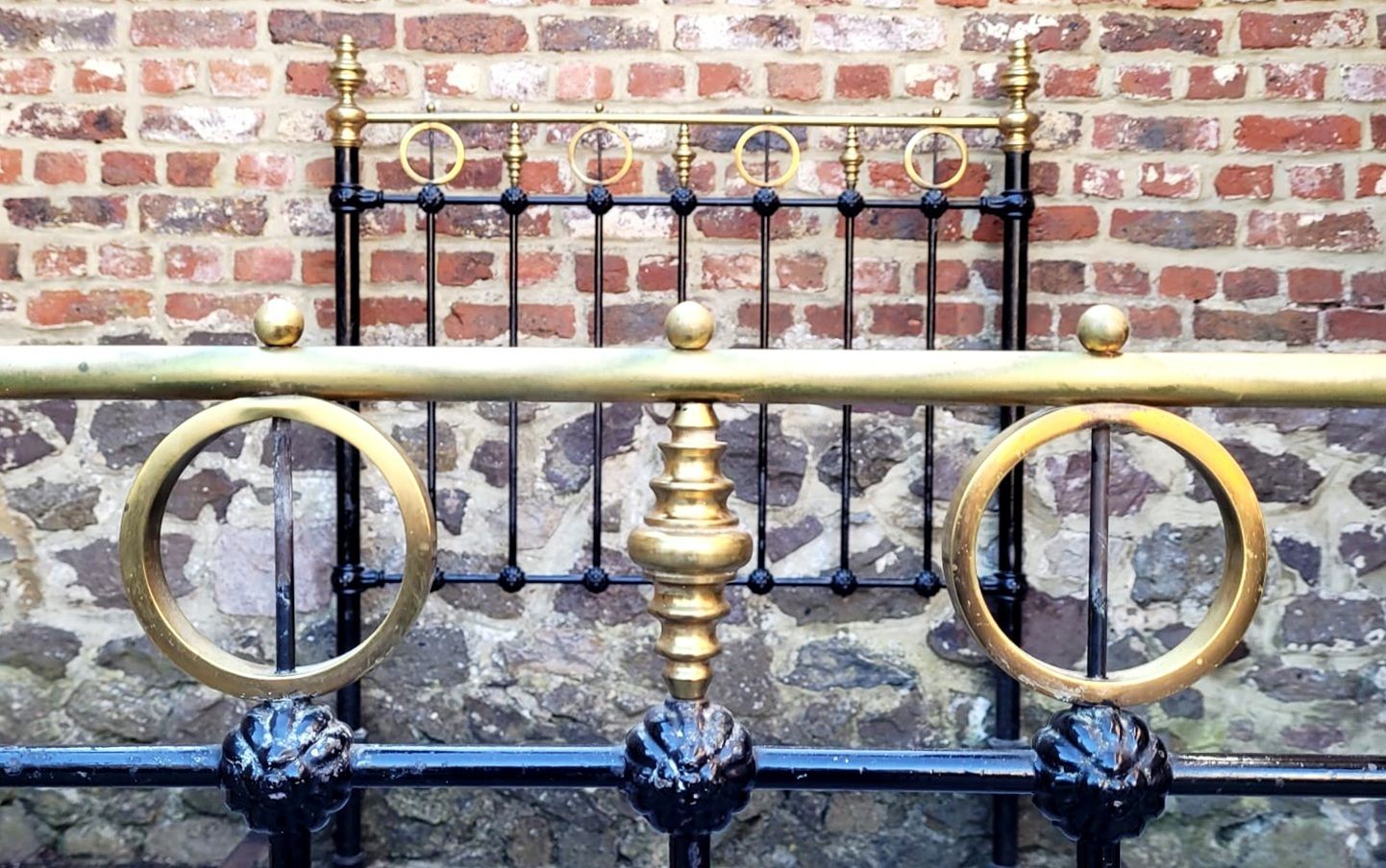 Cast Iron And Copper Bed   Early 20th Century   Missing 3 Balls And 1 Piece Of Copper photo Furniture