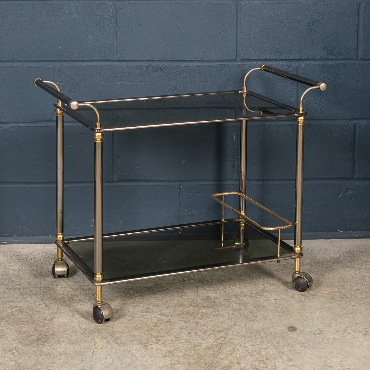 Vintage 20th Century Italian Steel & Brass Framed Drinks Trolley C.1980 photo furniture