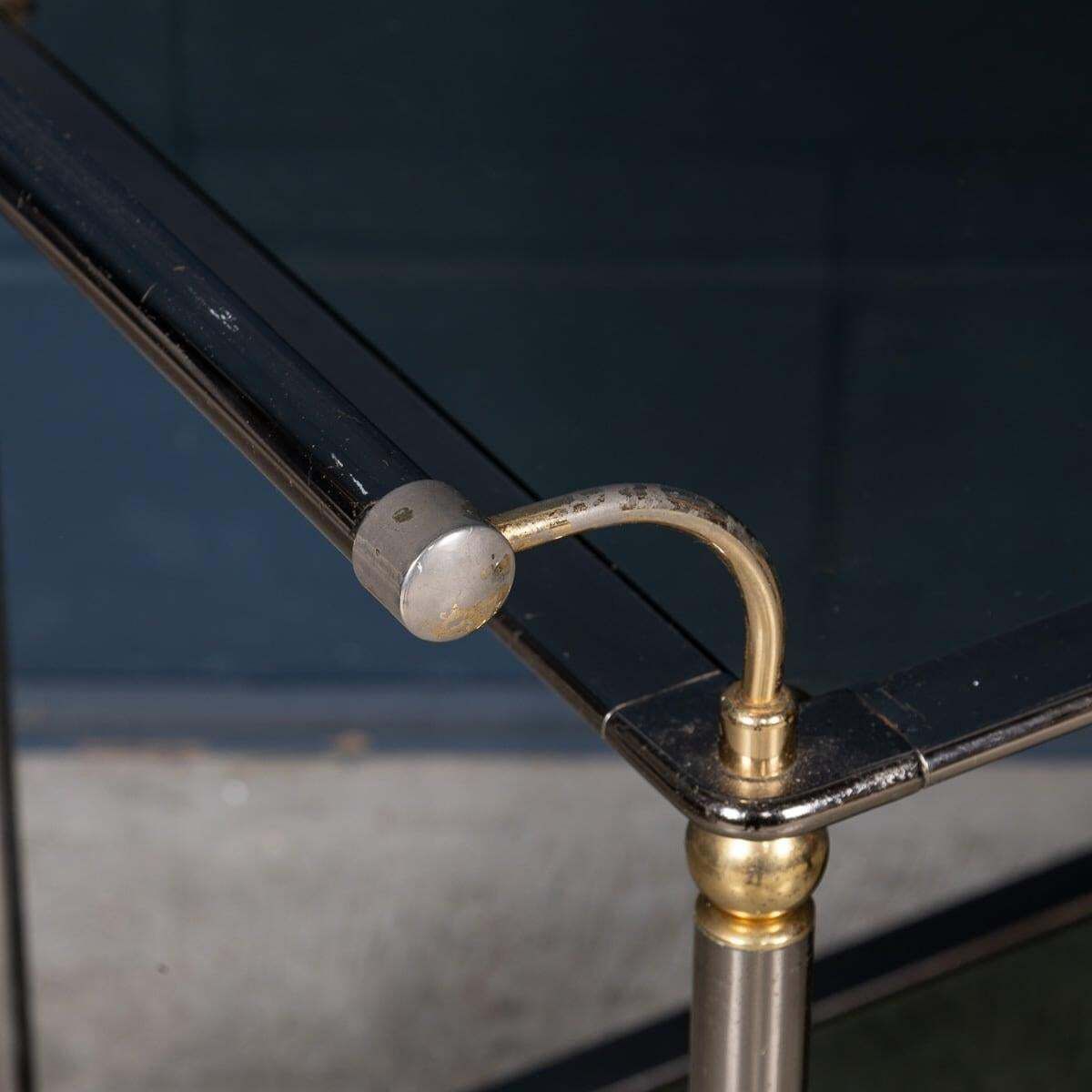 Furniture Vintage 20th Century Italian Steel & Brass Framed Drinks Trolley C.1980 photo