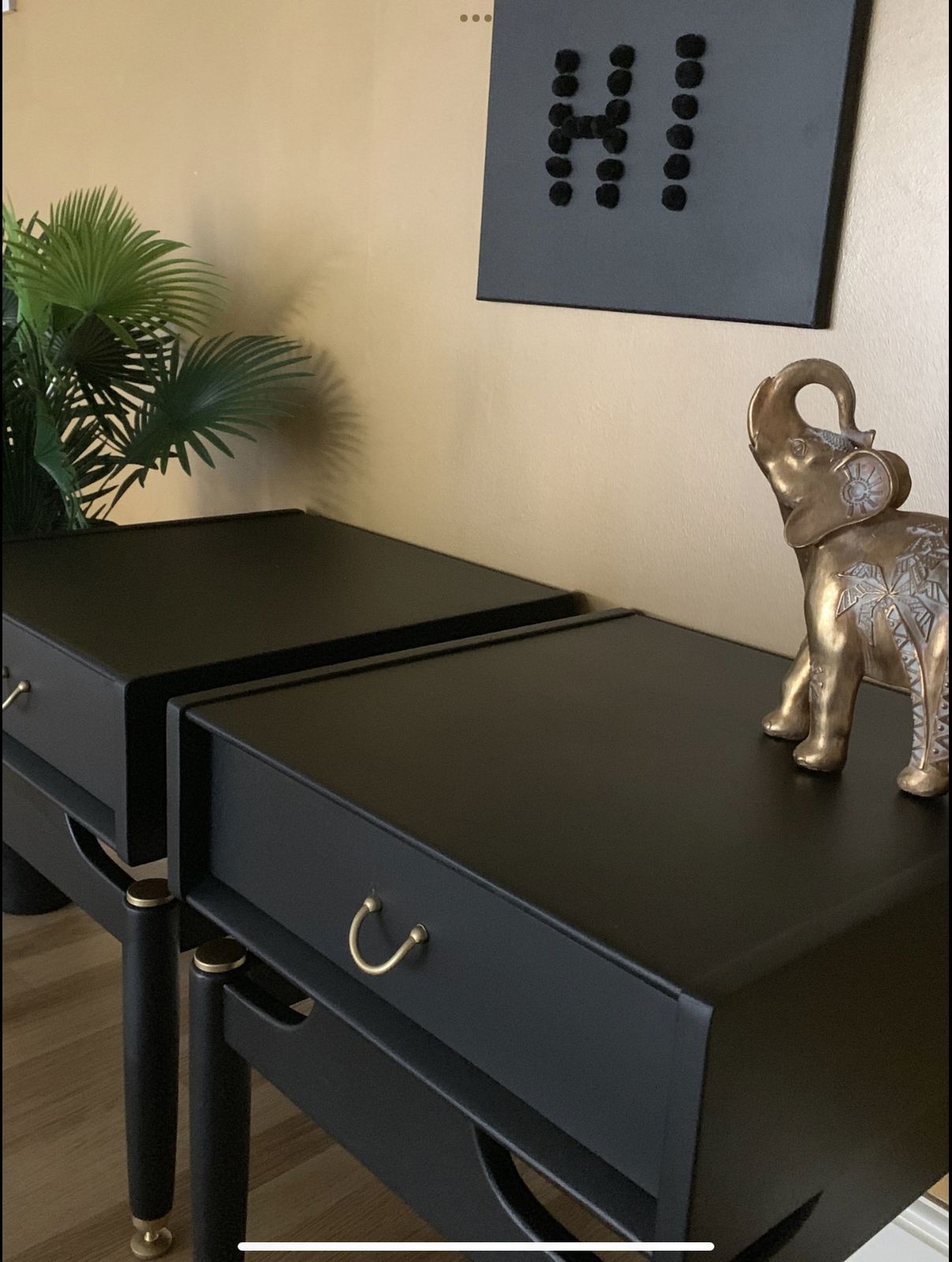 Professionally Painted Black G Plan Tola Bedside Side Tables photo for sale