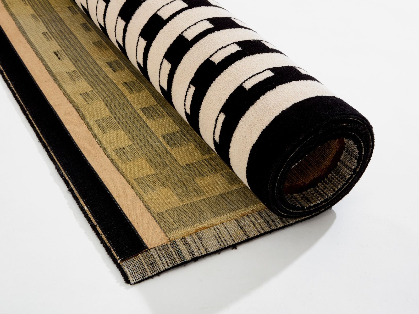 Marcello Morandini Black And Beige Kinetic Tufted Wool Rug 1989 photo buy