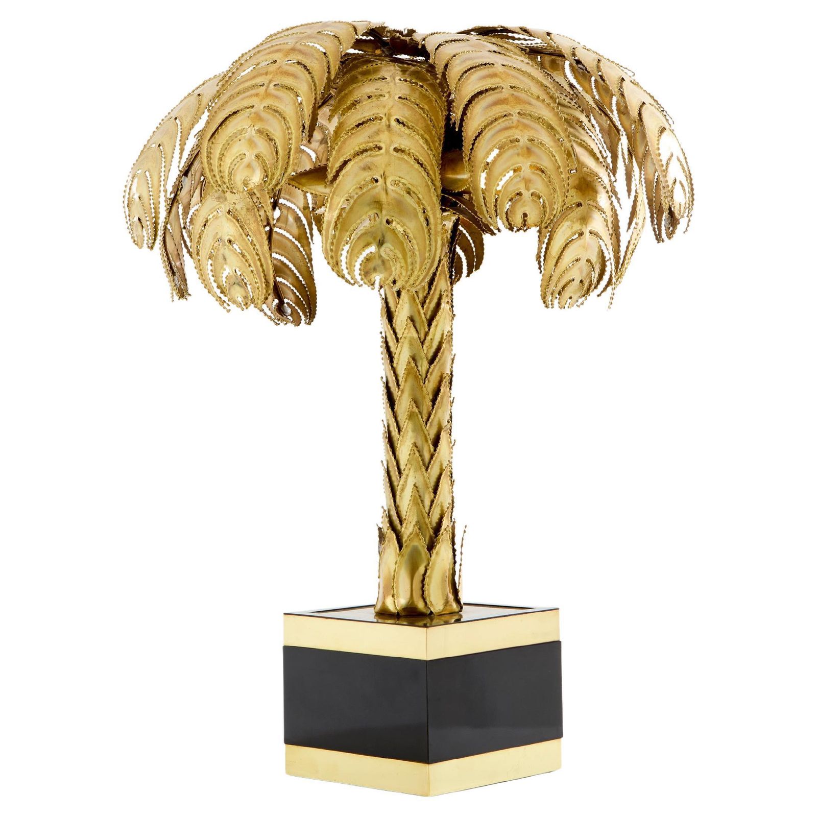 Lampe palmier en laiton Maison Jansen, par Christian Techoueyres, années 1970