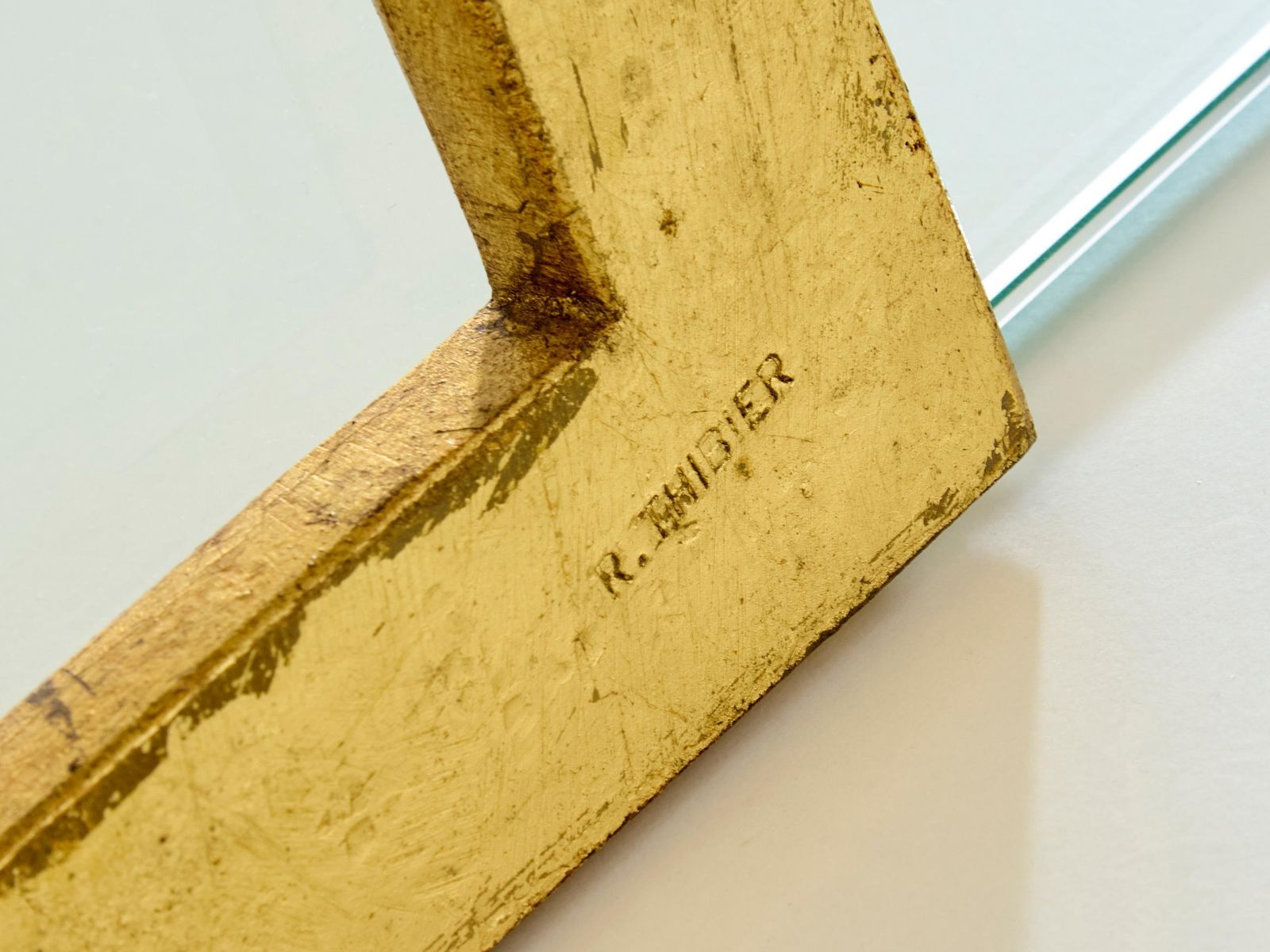 photo for sale Console Roger Thibier en fer forgé doré avec miroir, années 1960