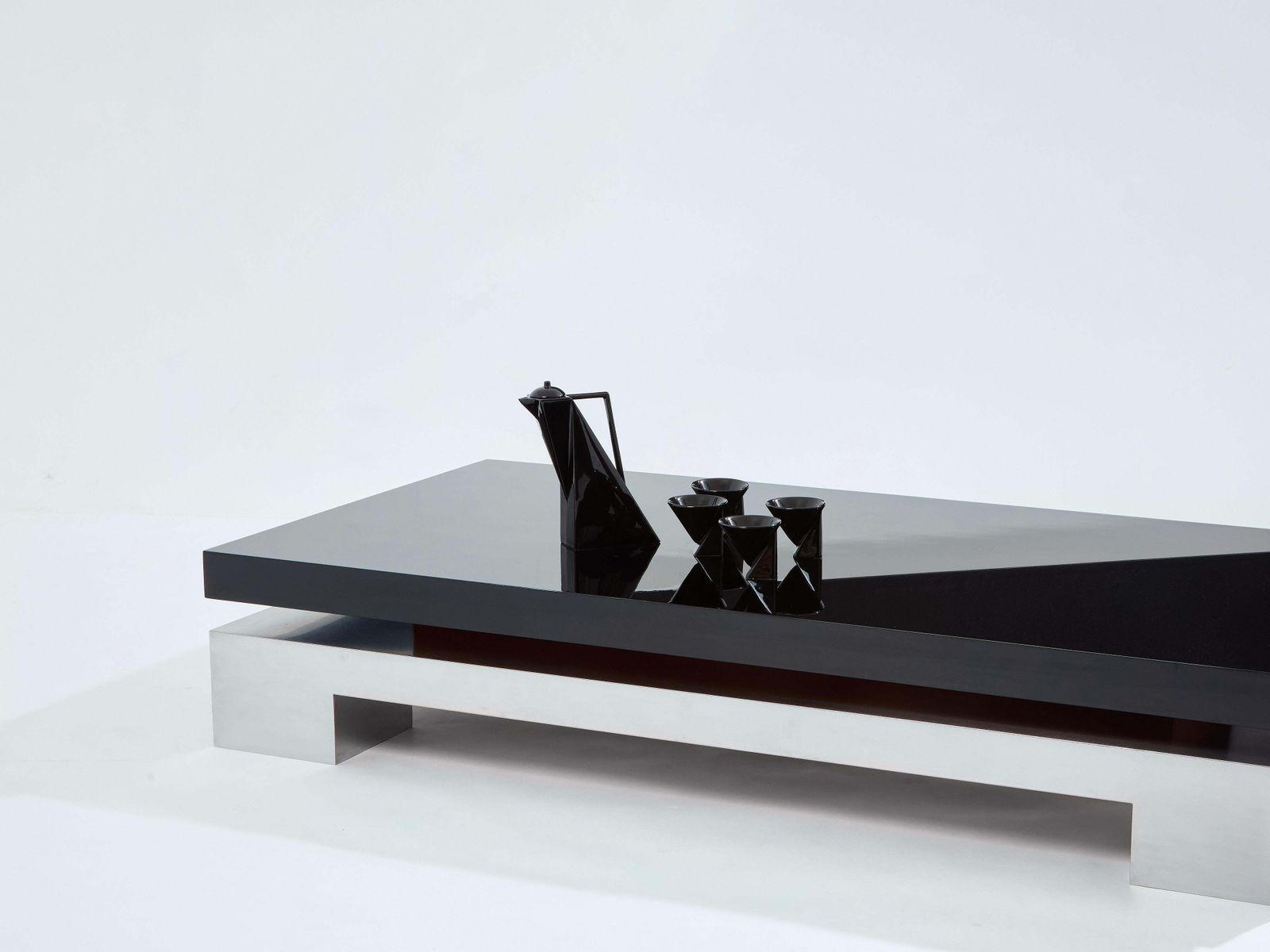 Table basse Nadine Charteret en acier brossé laqué noir, 1972 photo Mobilier
