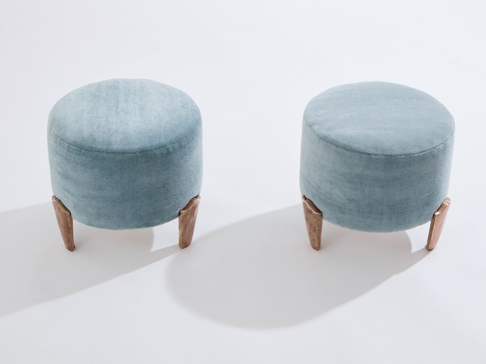 Pair Of Stools Garouste & Bonetti Koala Bronze Mohair Velvet 1995 photo furniture
