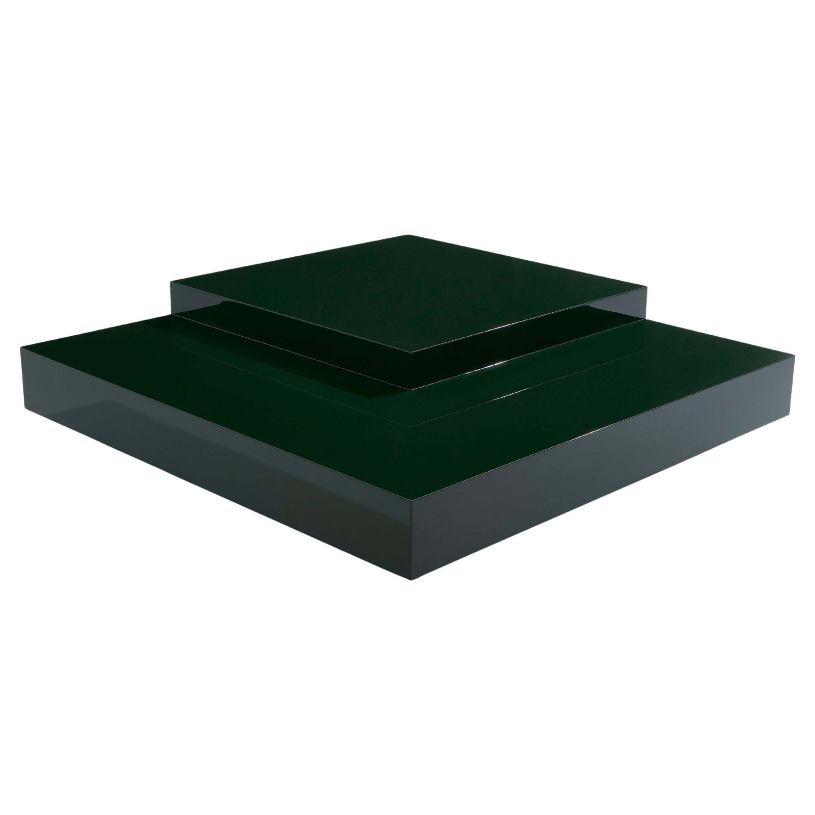 Table basse carrée Willy Rizzo laquée vert forêt, années 1970