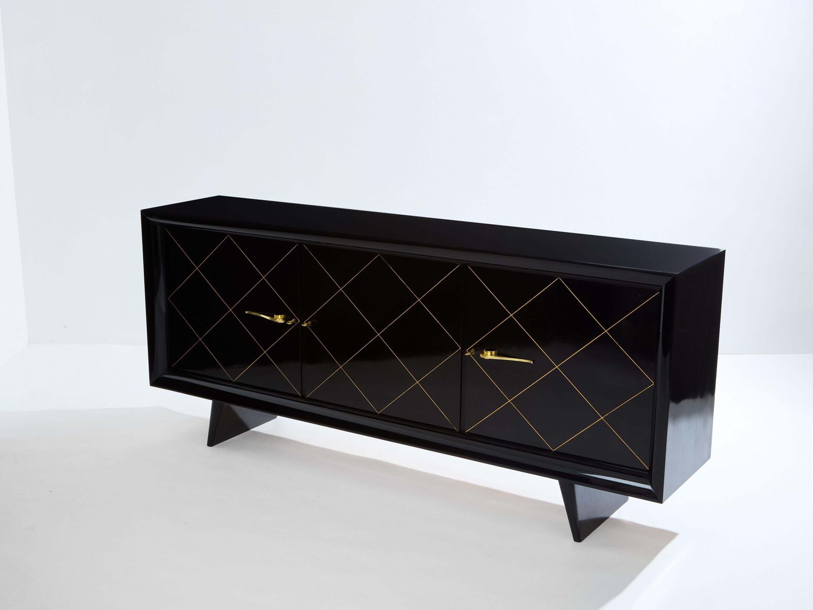 Enfilade Suzanne Guiguichon en sycomore ébénisé et laiton doré, 1940 photo furniture