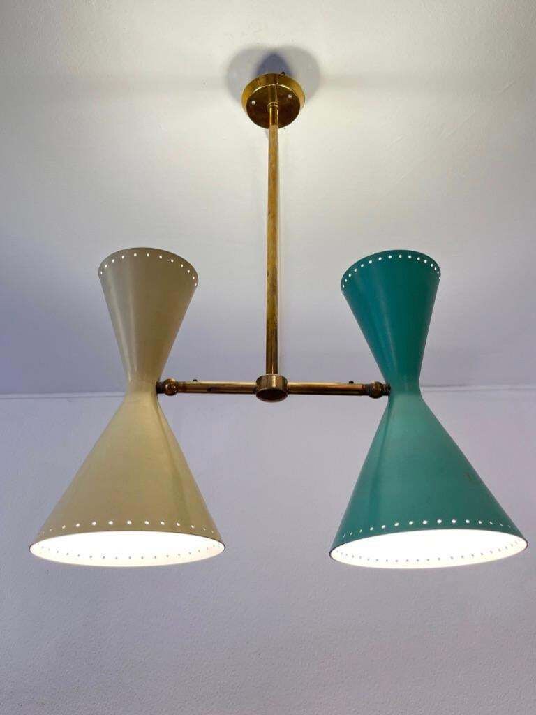 Brass & Aluminum Adjustable Double Ceiling Lamp By Bag Turgi, Switzerland 1950s photo furniture