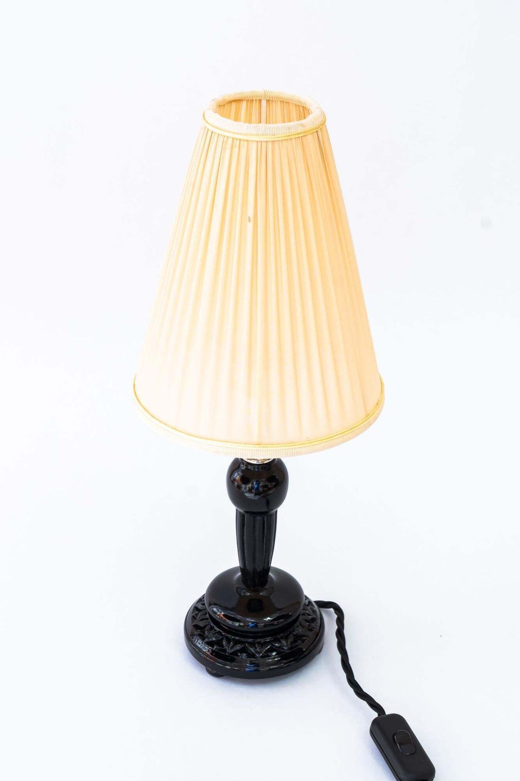 Art Deco Wood Table Lamp And Fabric Shade Vienna Around 1920s photo furniture