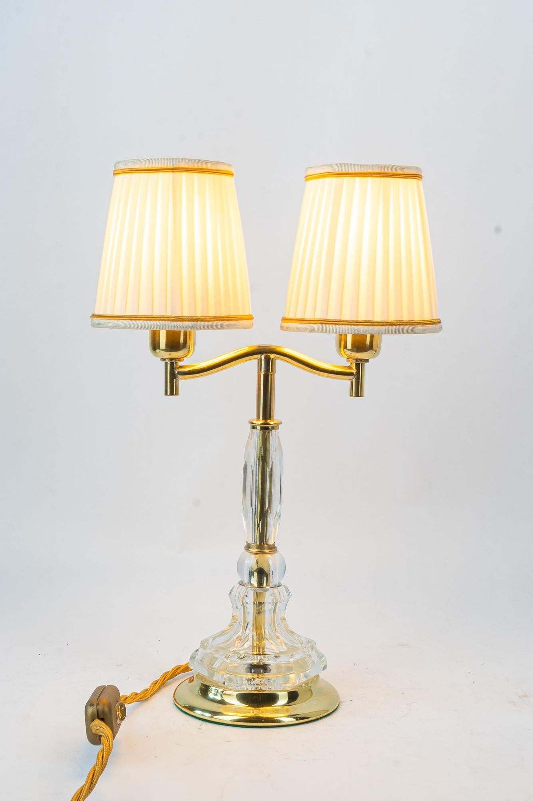 photo furniture Bakalowits Table Lamp With Cut Glass And Original Shades Vienna Around 1950s