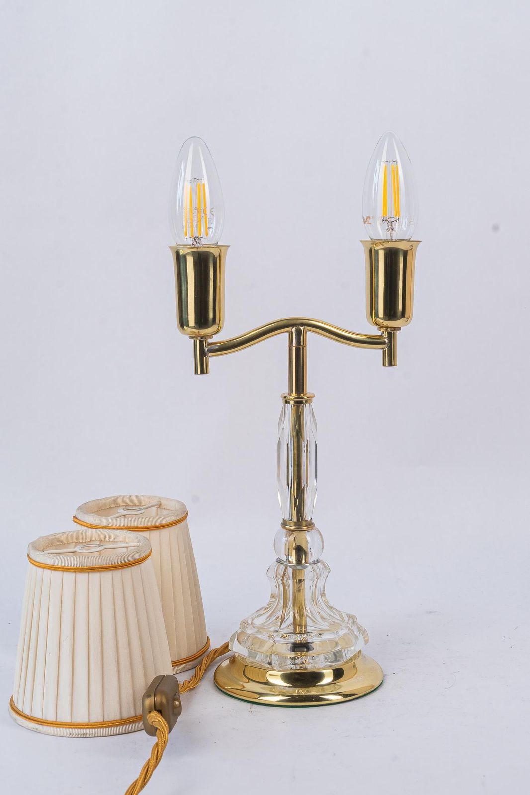 photo vintage Bakalowits Table Lamp With Cut Glass And Original Shades Vienna Around 1950s