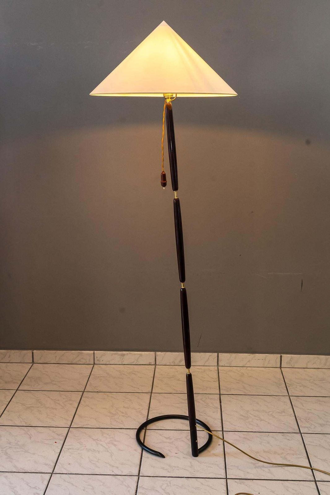 1544.0 Rupert Nikoll Floor Lamp With Fabric Shade Vienna Around 1950s photo
