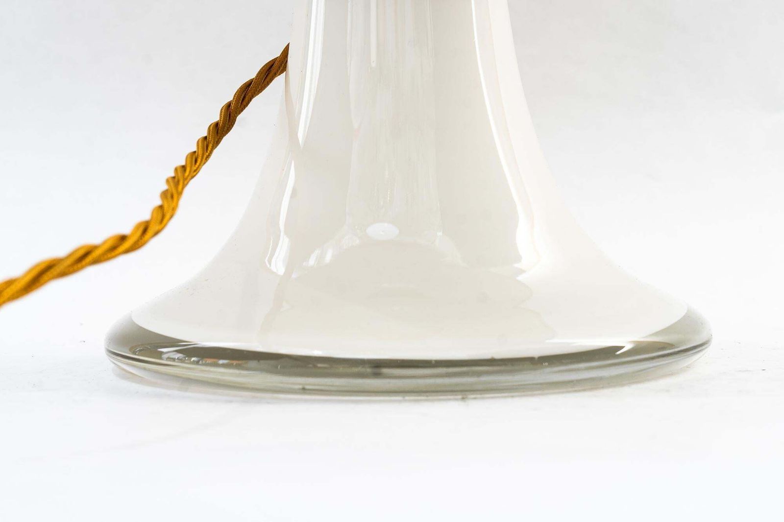 photo furniture Big Italy Glass And Copper Table Lamp With Fabric Shade Around 1970s