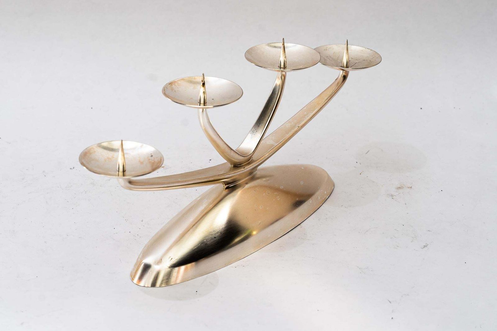 Art Deco Nickel Candleholder By Wmf Ikora, Germany, Circa 1930s photo for sale