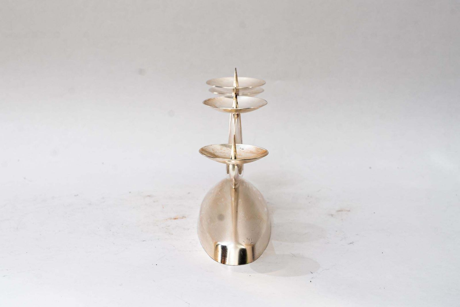 Art Deco Nickel Candleholder By Wmf Ikora, Germany, Circa 1930s photo vinterior