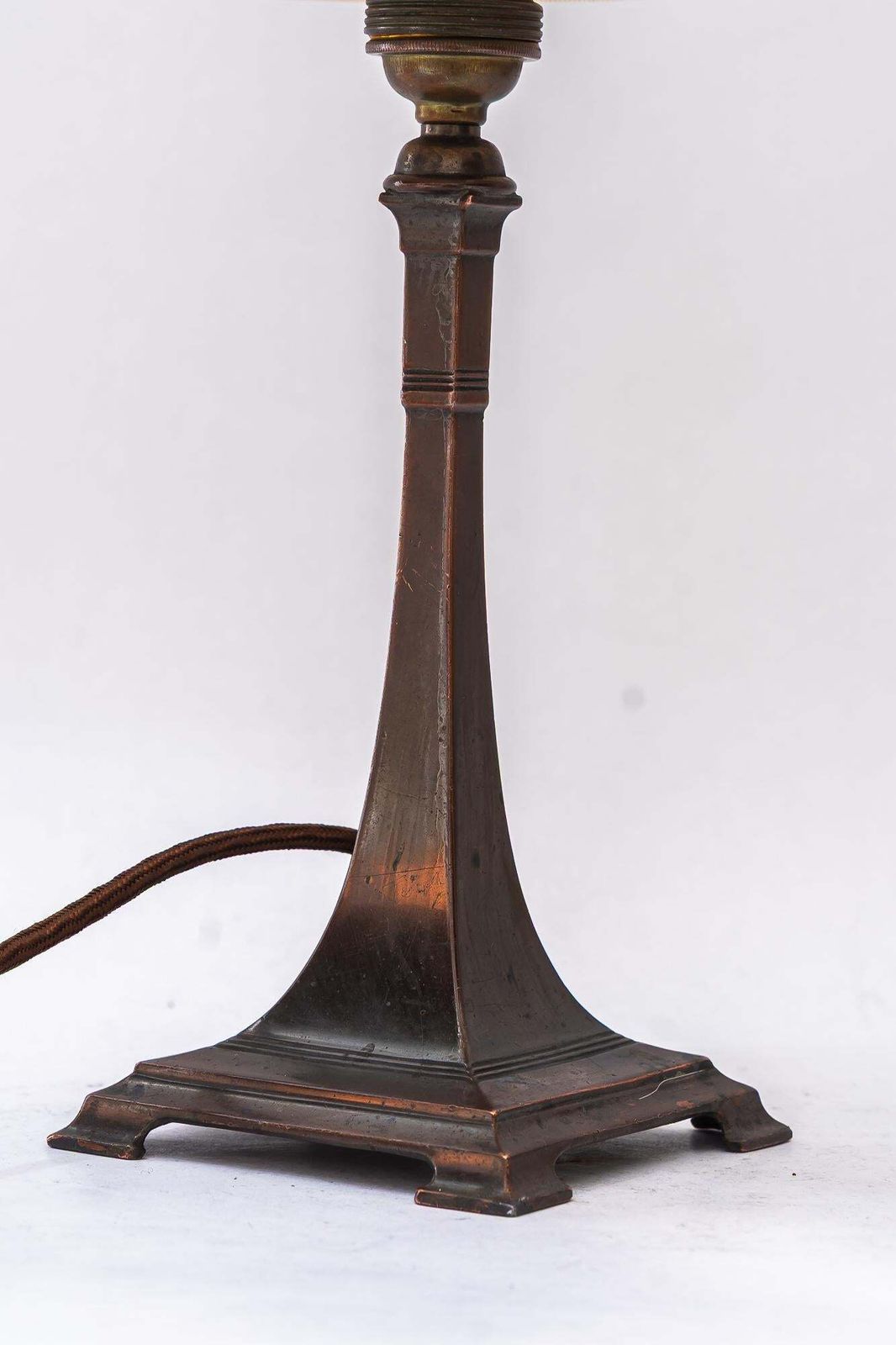 Art Deco Tin Table Lamp With Fabric Shade Vienna Around 1920s photo furniture