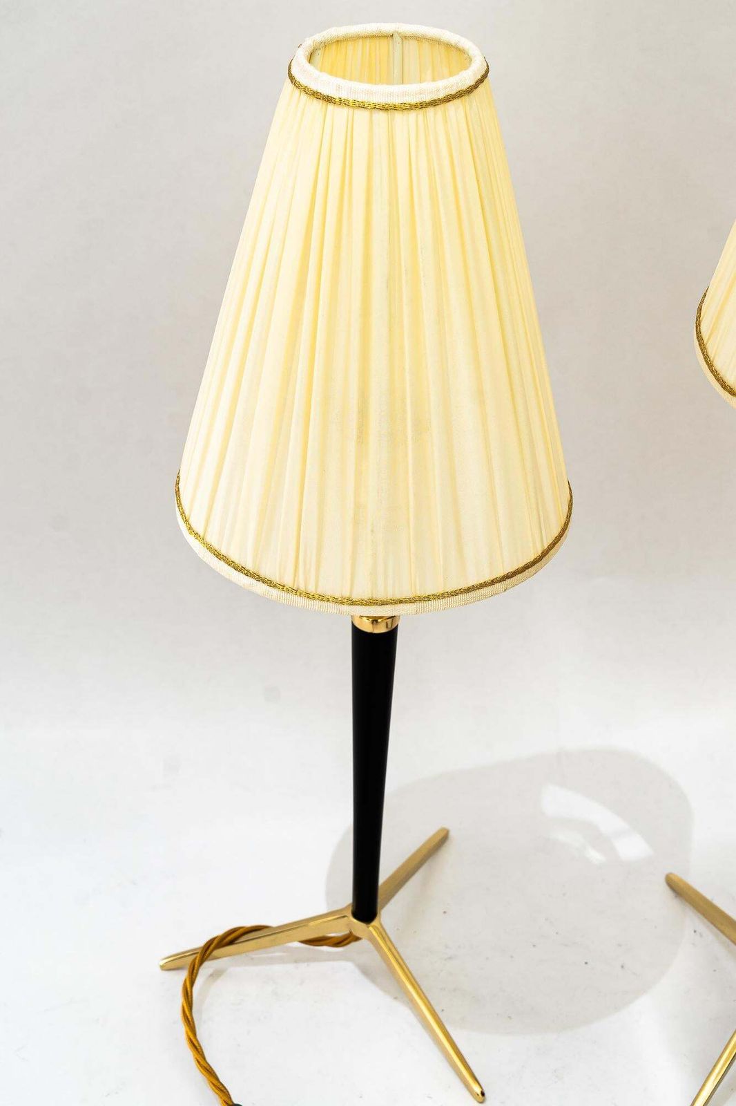 2 Hight Adjustable J.T.Kalmar Table Lamps With Fabric Shades Vienna Around 1950s photo furniture