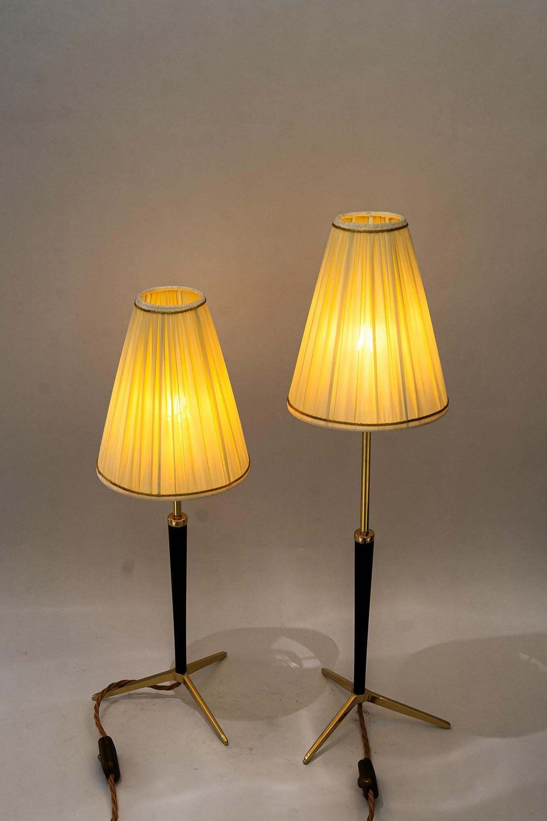 2 Hight Adjustable J.T.Kalmar Table Lamps With Fabric Shades Vienna Around 1950s photo buy