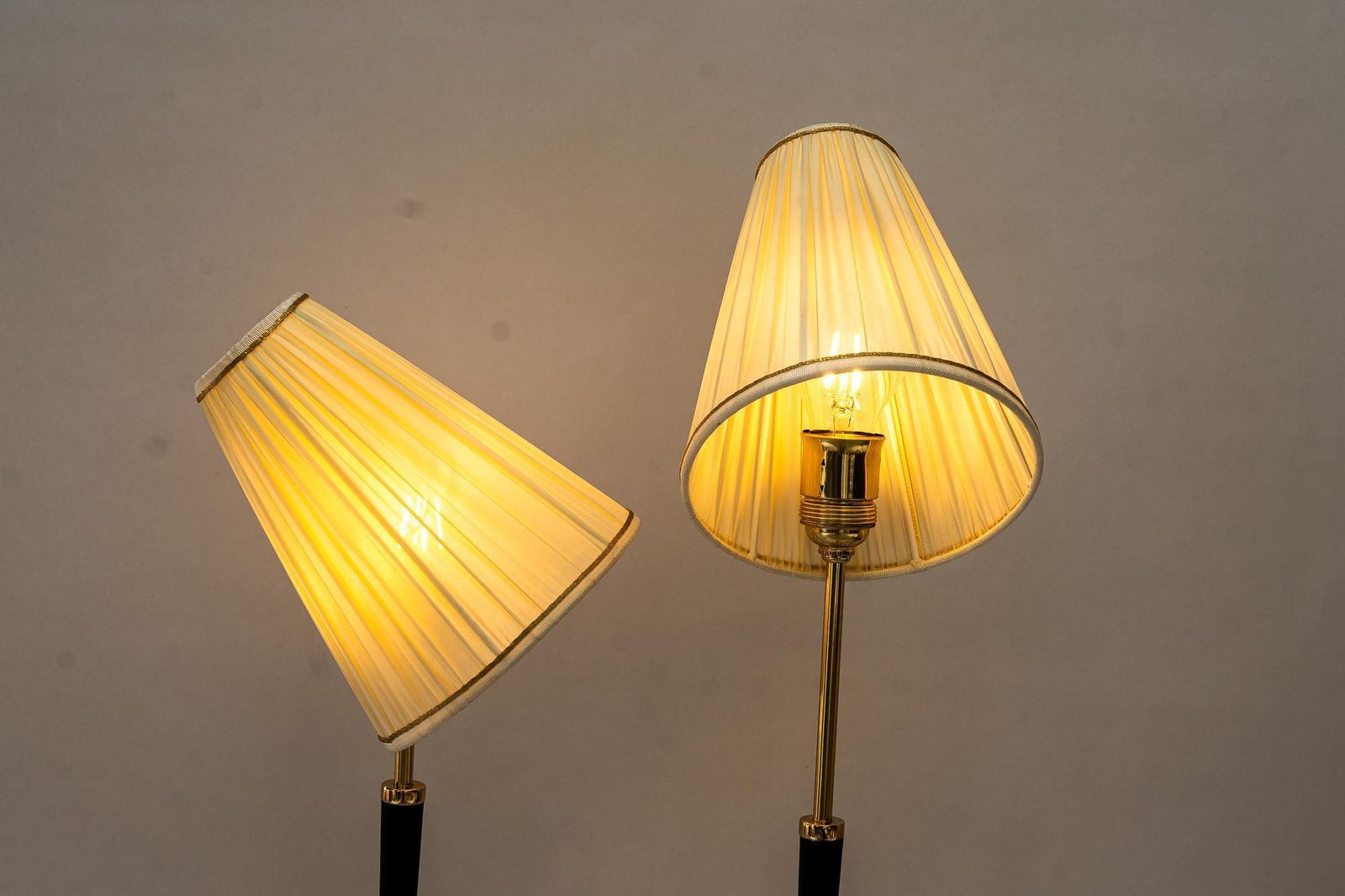 photo for sale 2 Hight Adjustable J.T.Kalmar Table Lamps With Fabric Shades Vienna Around 1950s