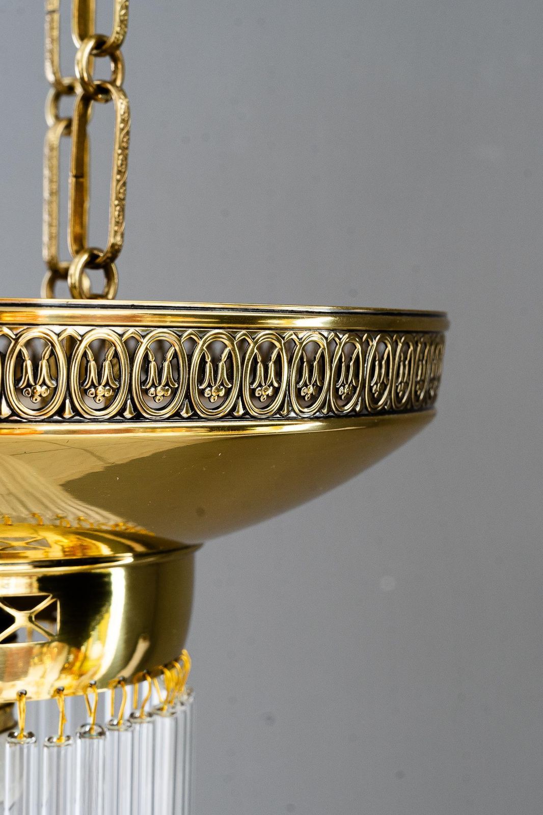 Art Deco Hanging Lamp With Glass Sticks Vienna Around 1920s photo Lighting