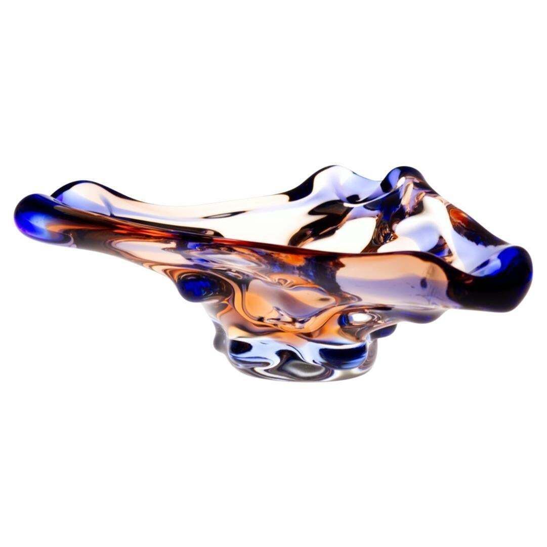 Sommerso Glass Ashtray By František Zemek For Mstisov Glass Union 1960s