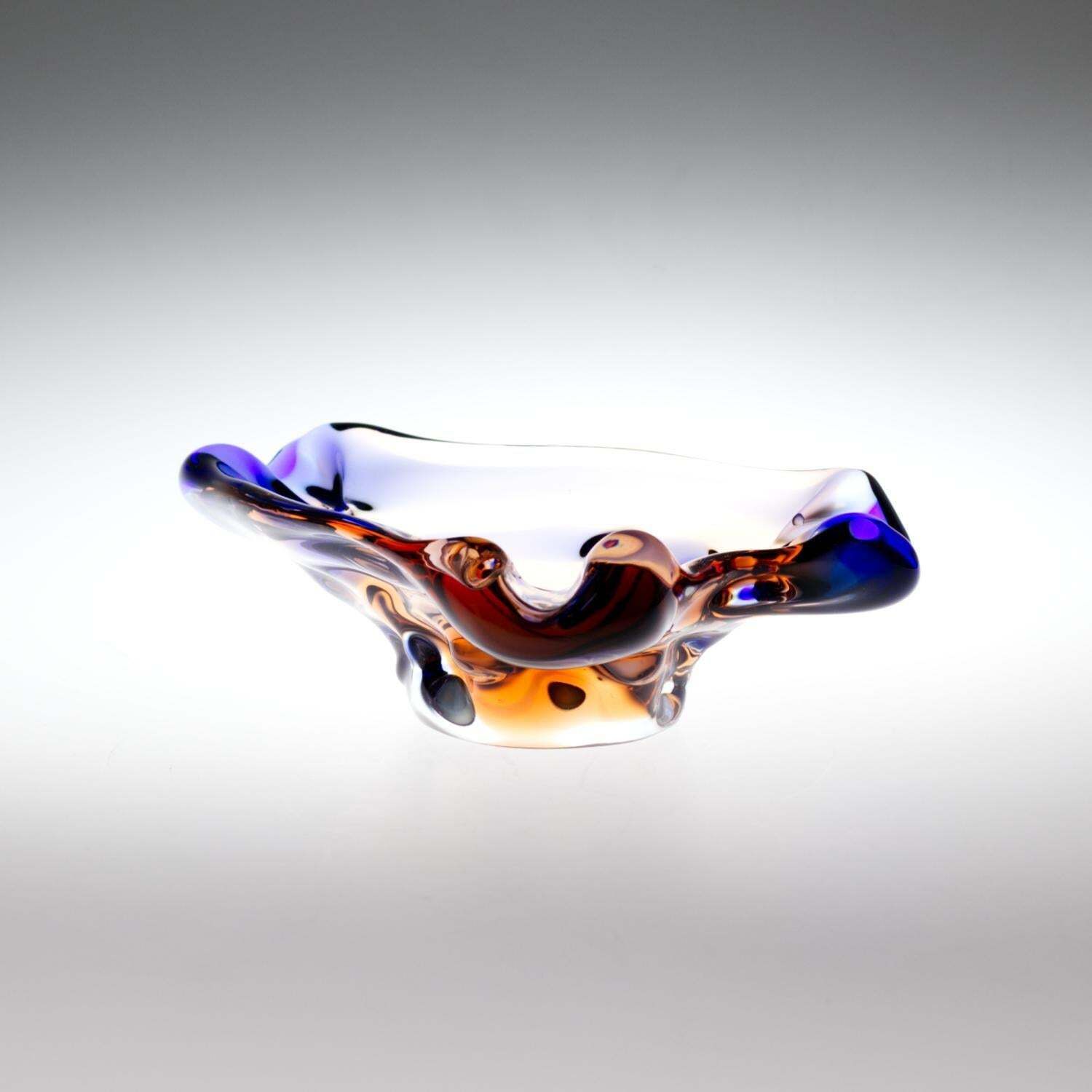 Sommerso Glass Ashtray By František Zemek For Mstisov Glass Union 1960s photo 215.0