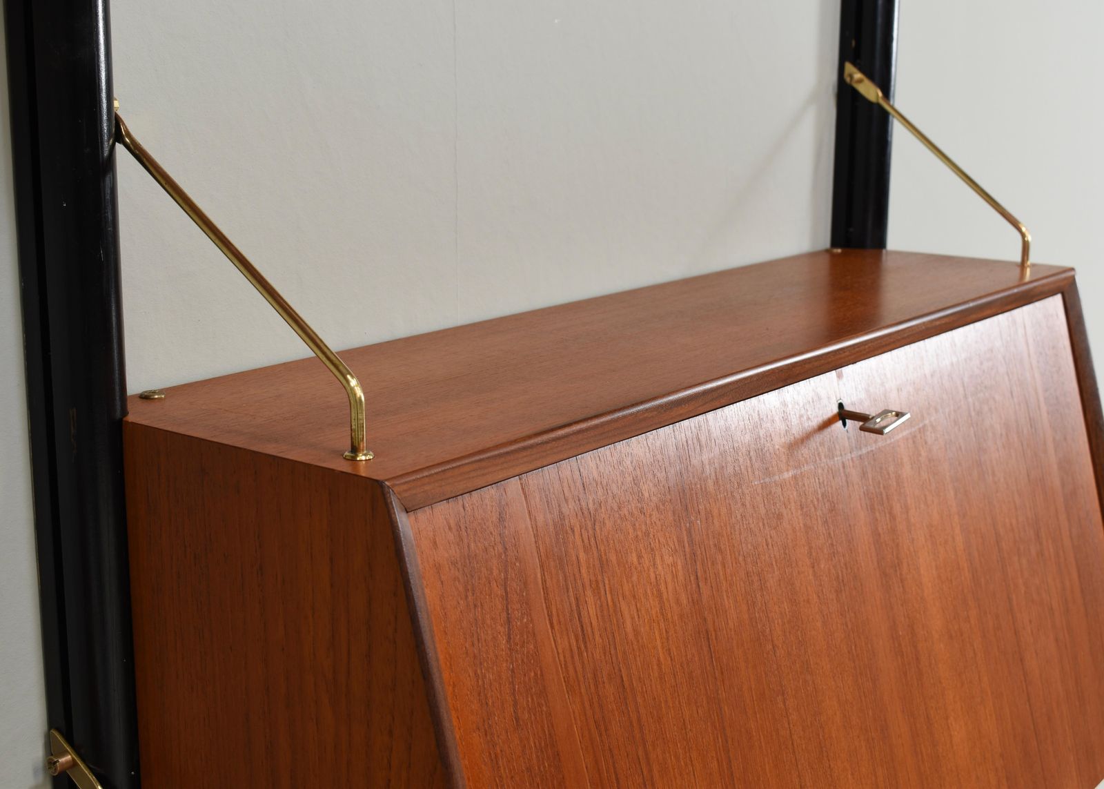 5858.0 Louis Van Teeffelen Wall Unit In Teak And Brass By Webe, Netherlands, Circa 1950 photo