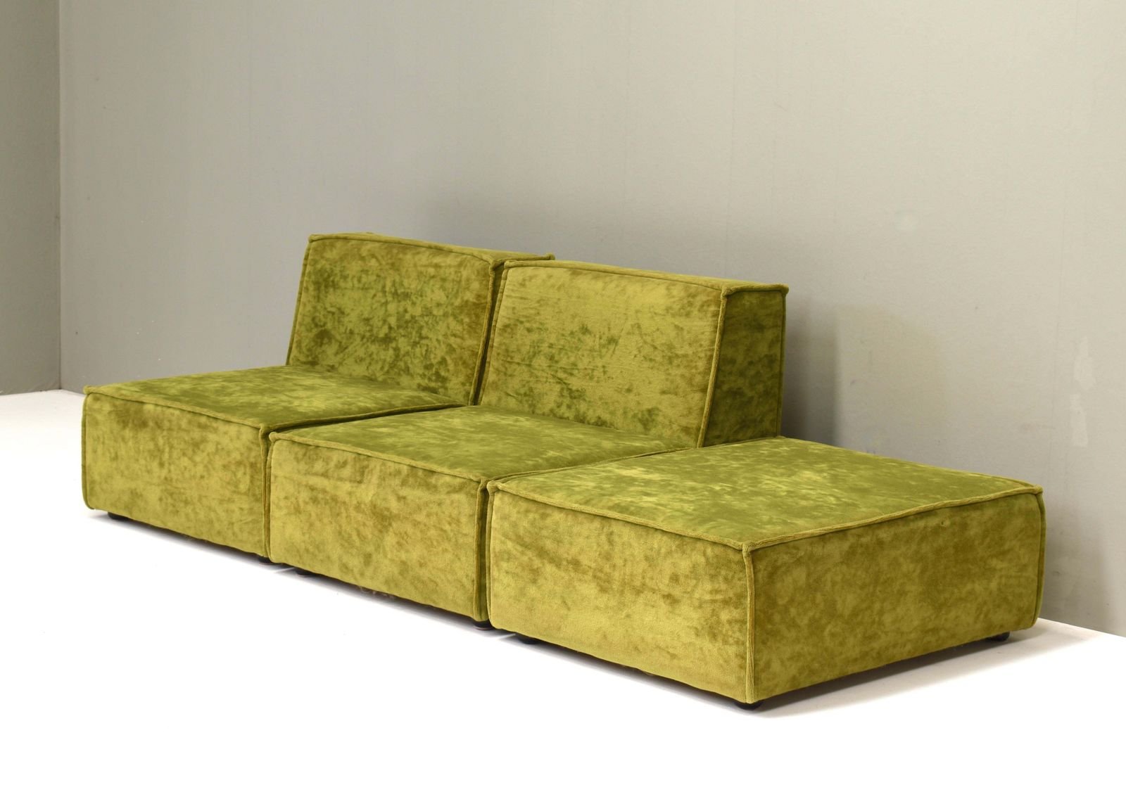 Green Velvet Seventies Sectional Sofa In The Style Of Cor Trio, Circa 1970 photo vinterior
