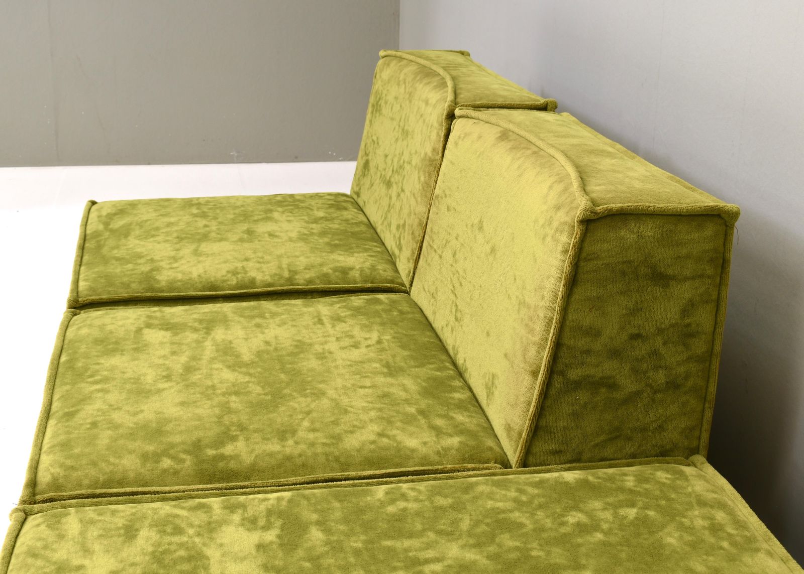 3089.0 Green Velvet Seventies Sectional Sofa In The Style Of Cor Trio, Circa 1970 photo